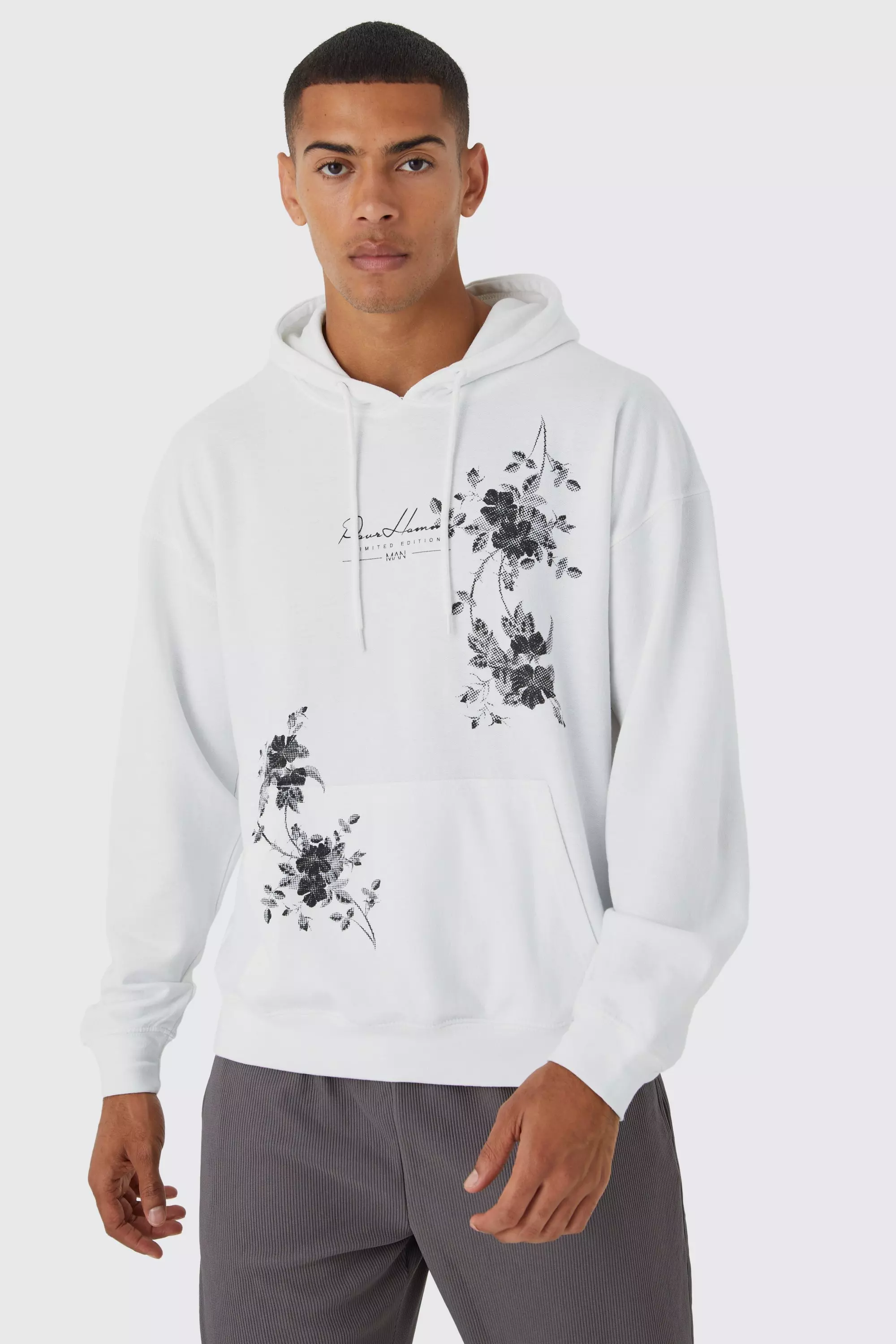 White floral outlet hoodie