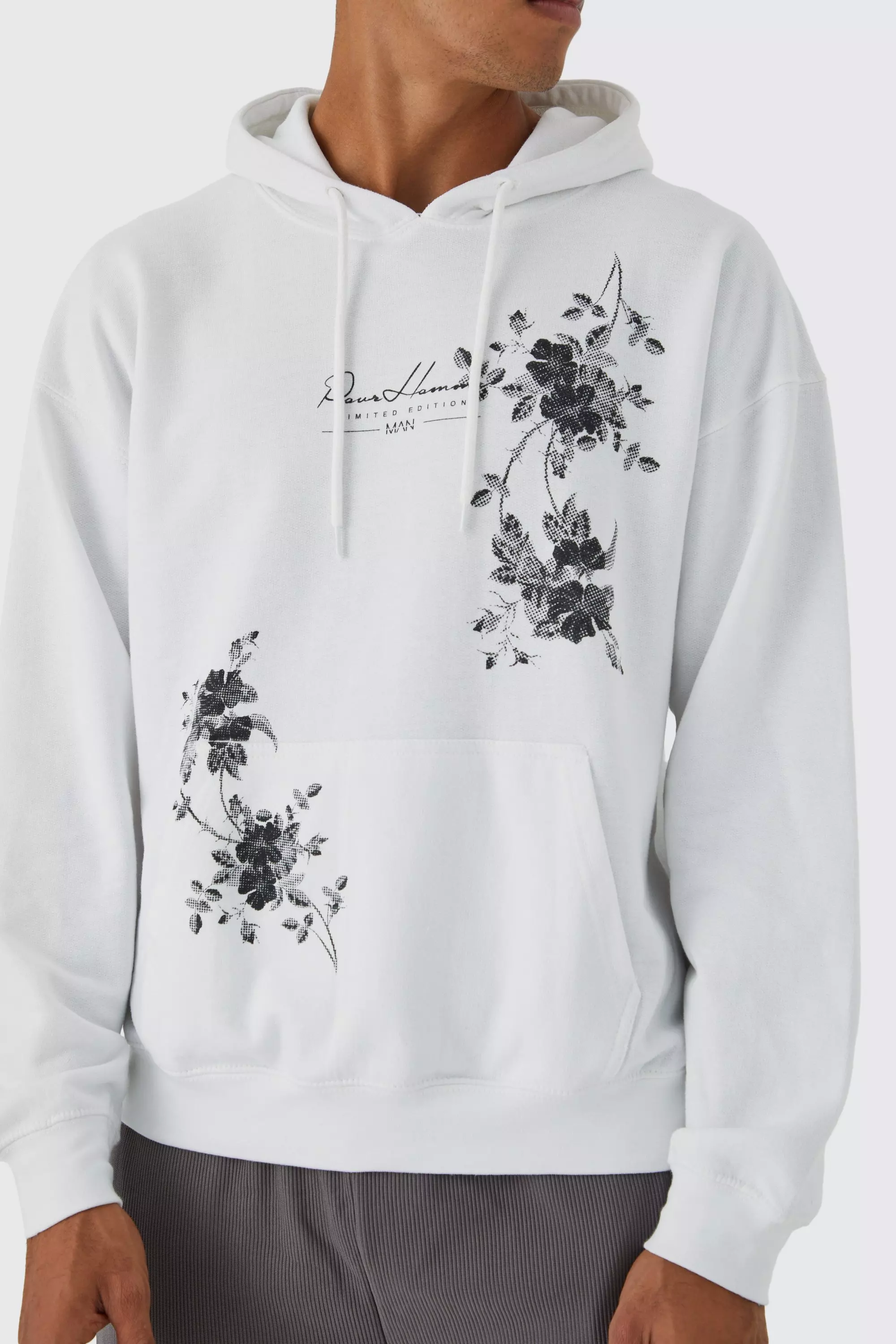 White cheap floral hoodie