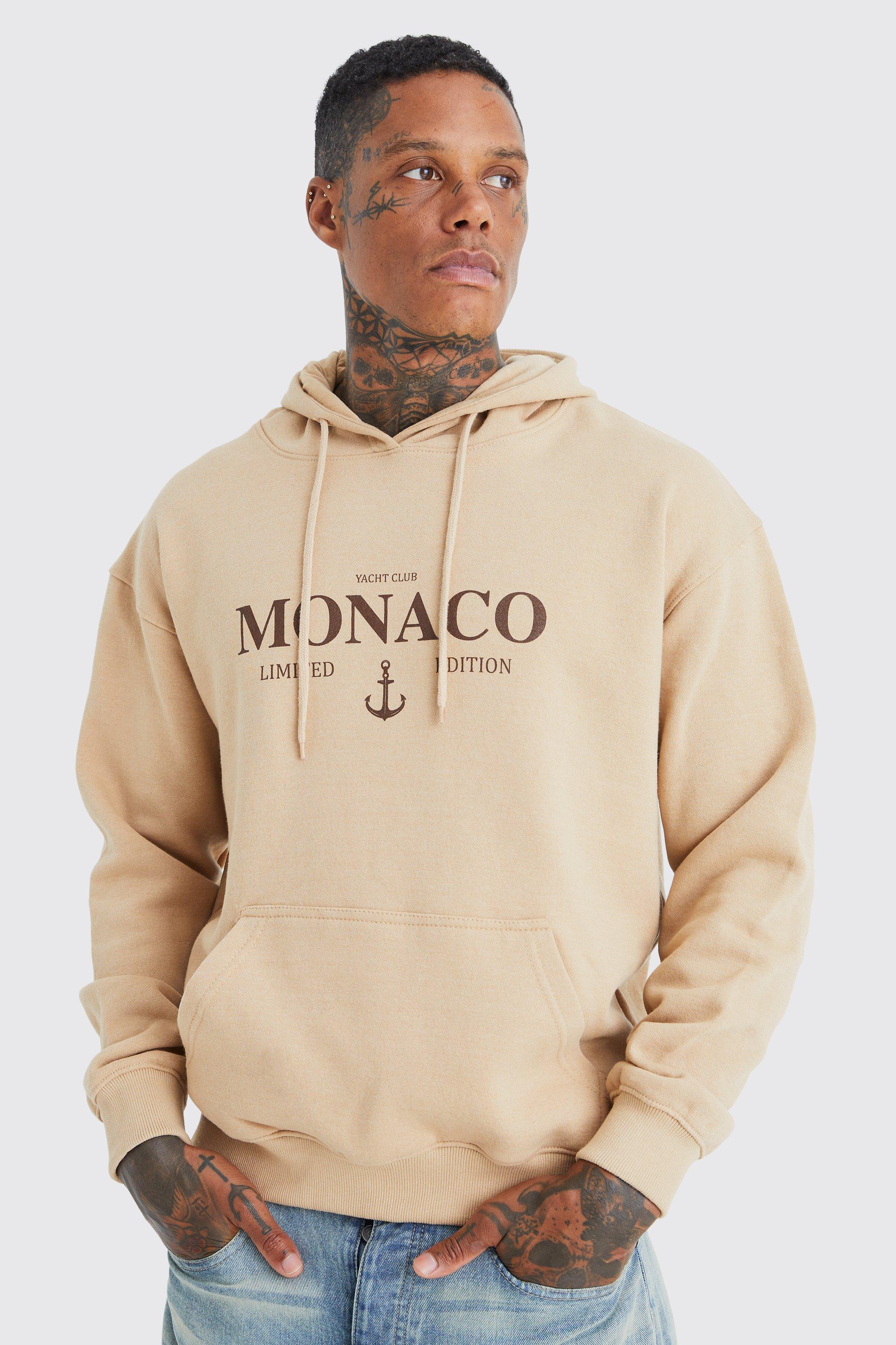 Mens Beige Oversized Monaco Limited Edition Hoodie, Beige