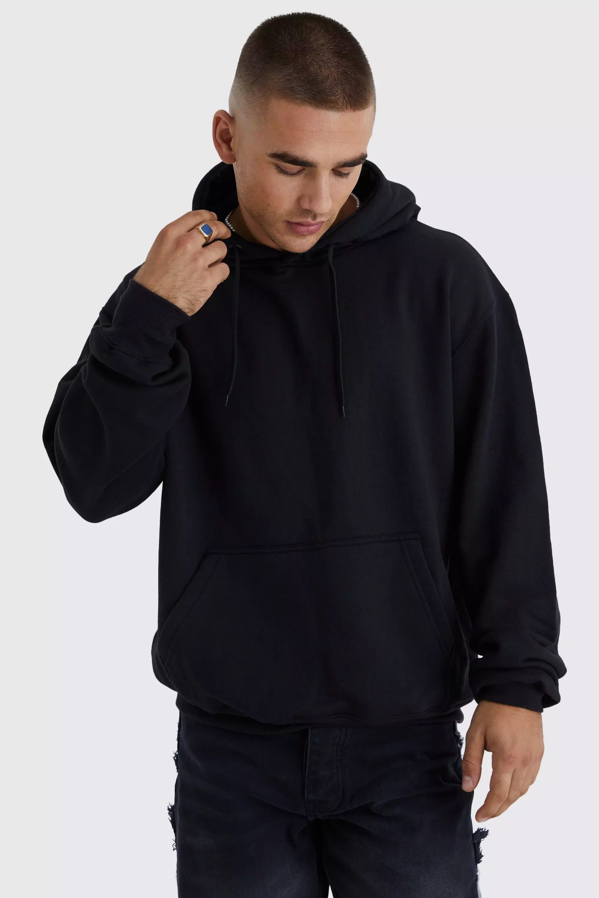 Oversized Space Back Print Hoodie boohooMAN UK