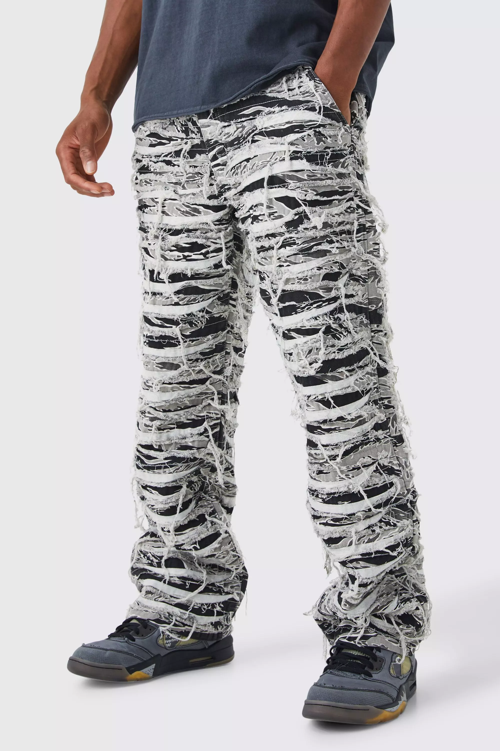 Men's Charcoal Cargo Trousers, Men's Trousers