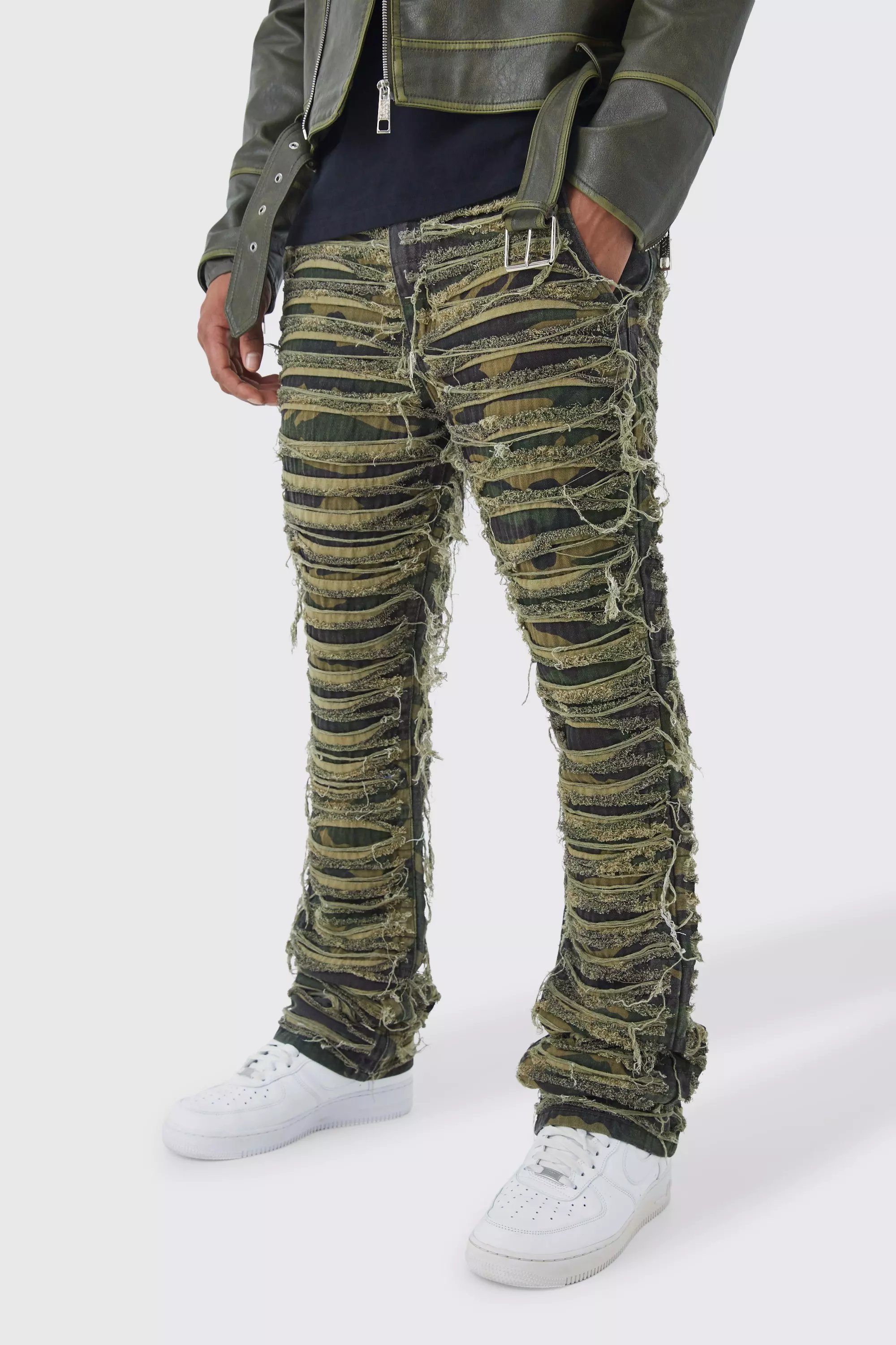 Camo sales jeans ripped