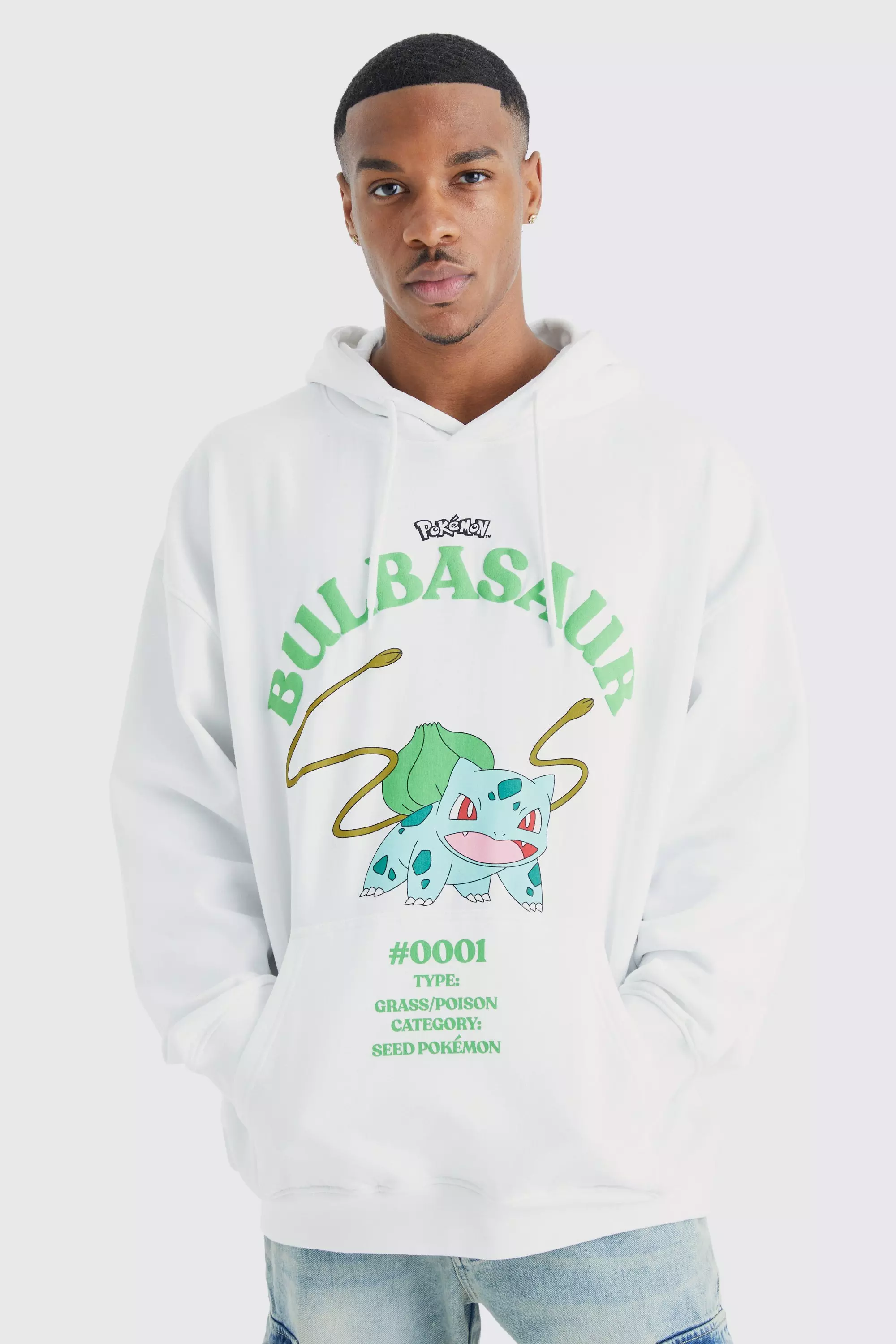 Relaxed Fit Hoodie - White/Pokémon - Men