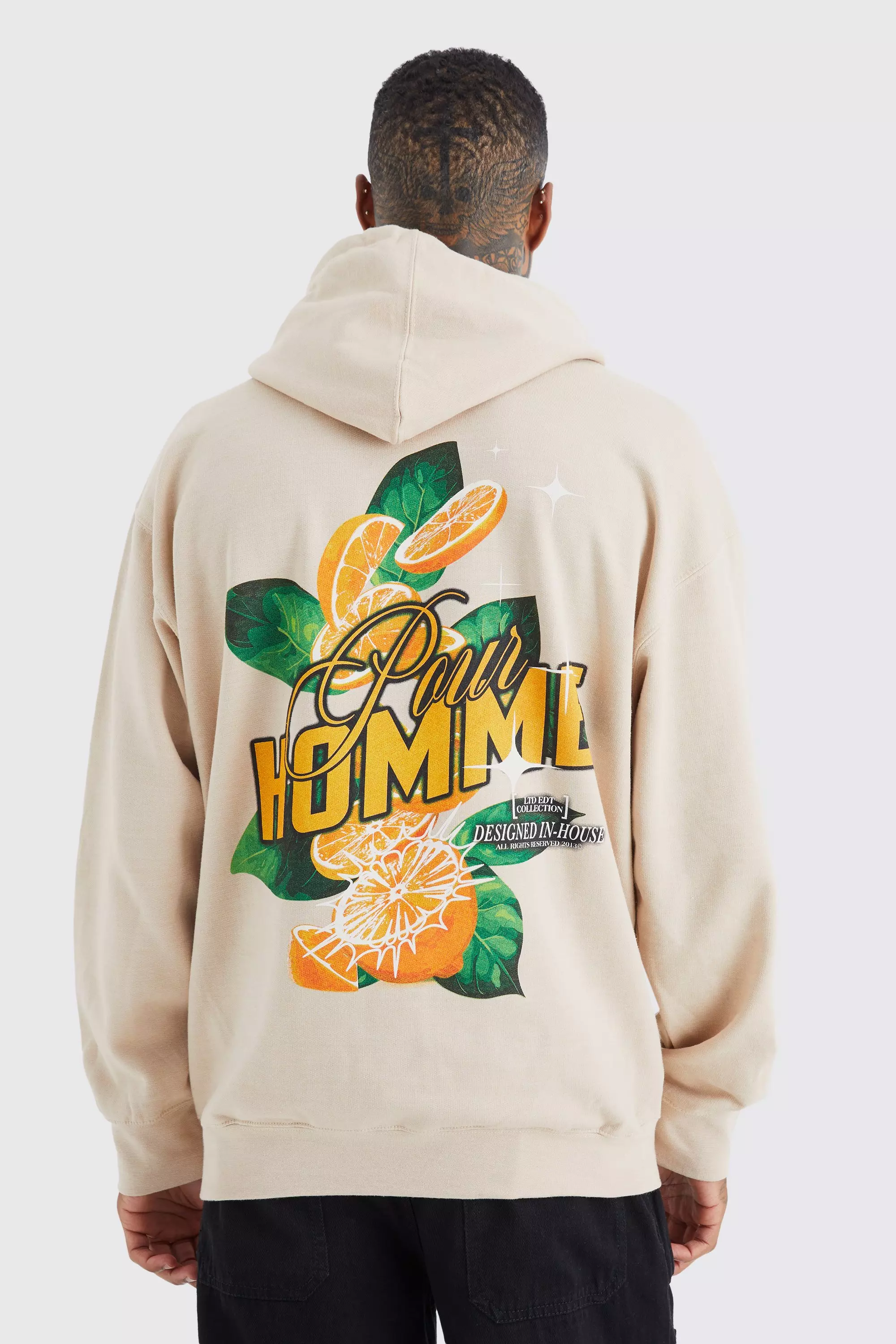 Oversized Lemon Slice Graphic Hoodie