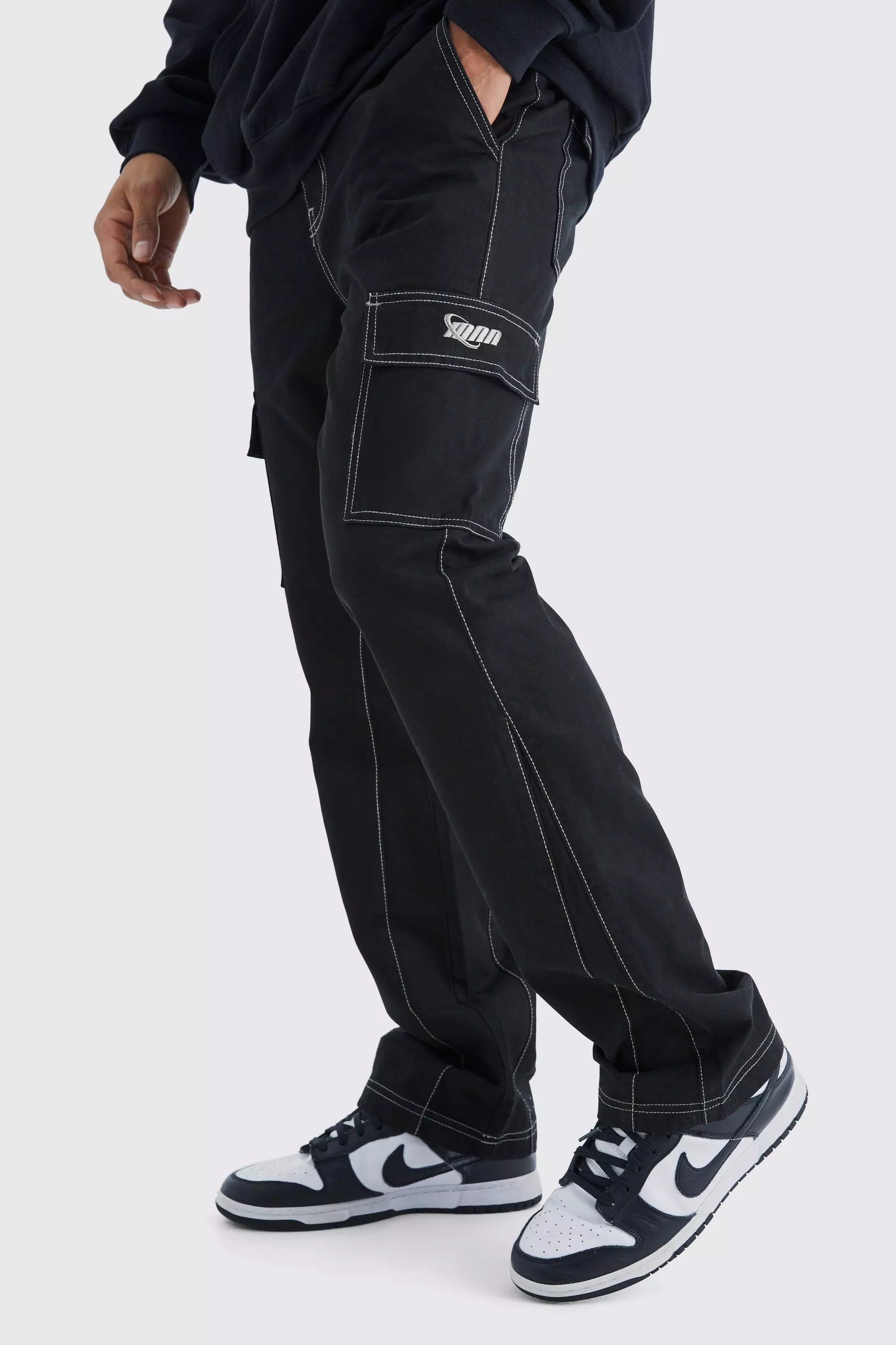Slim Flare Gusset Contrast Stitch Cargo Trouser