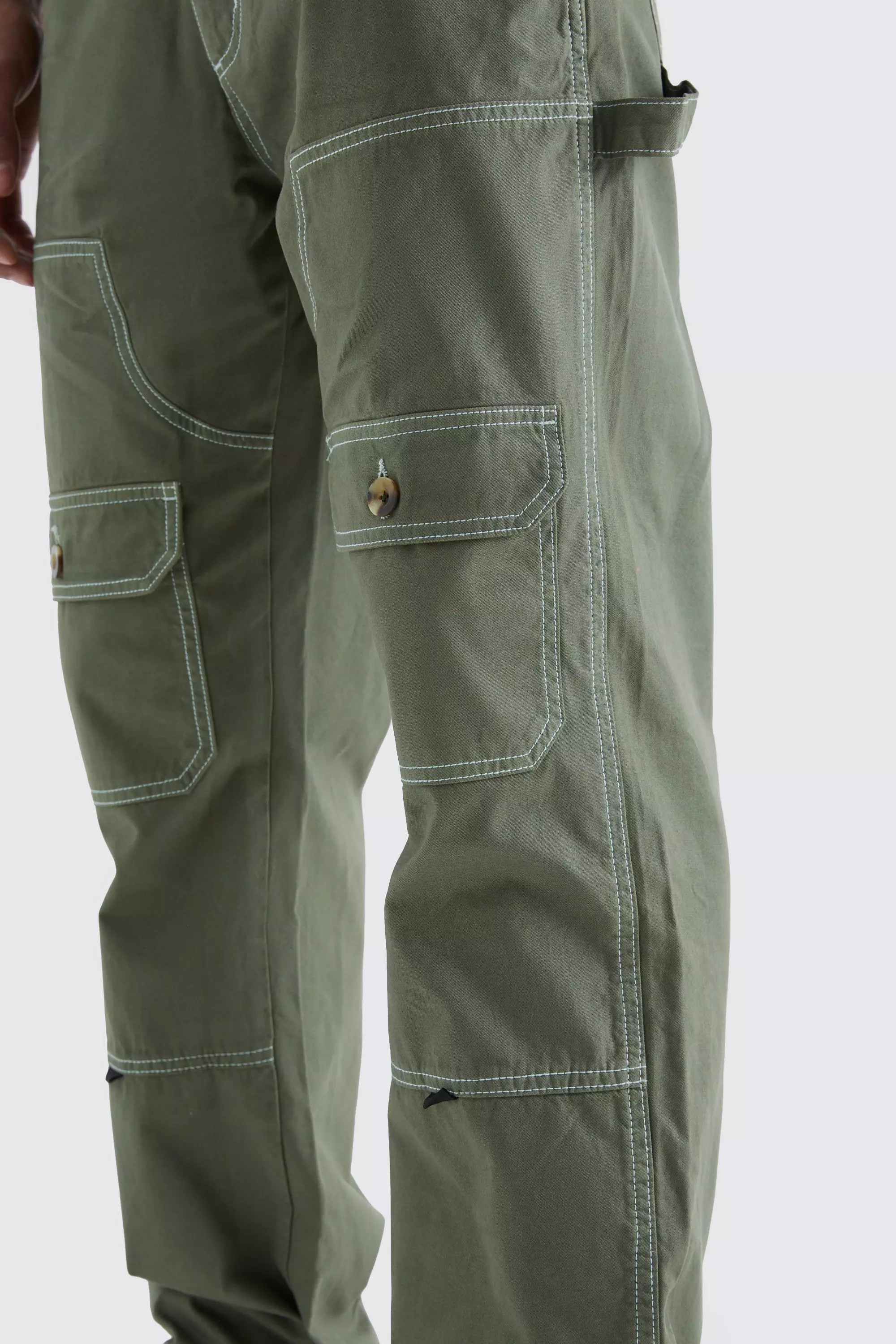 Red Stitch Cargo Carpenter Pants