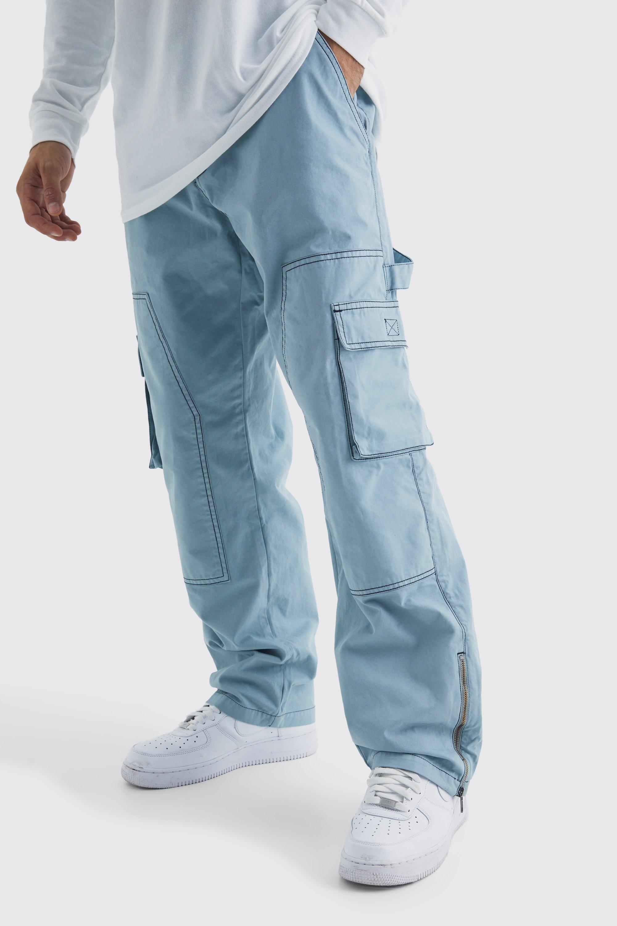 pantalon large à coutures contrastantes homme - gris - 32, gris