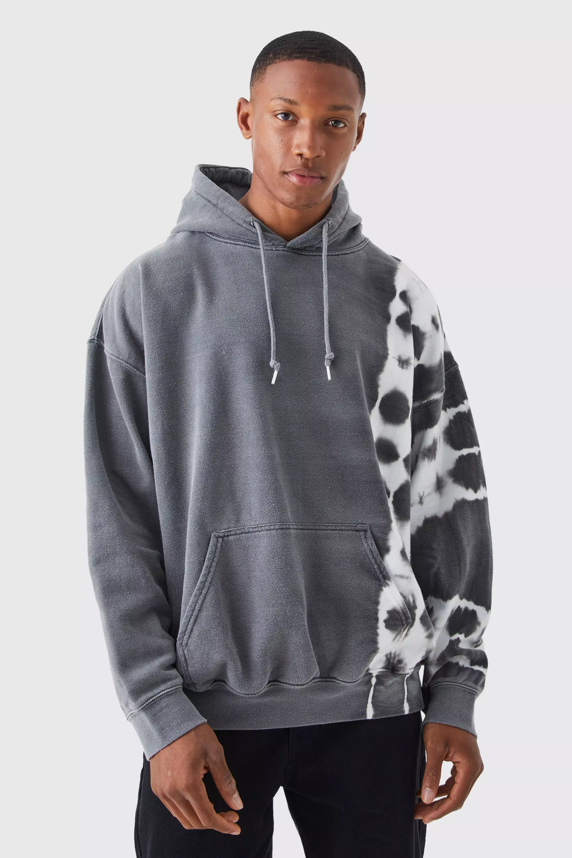 Oversized tie dye hot sale zip up hoodie