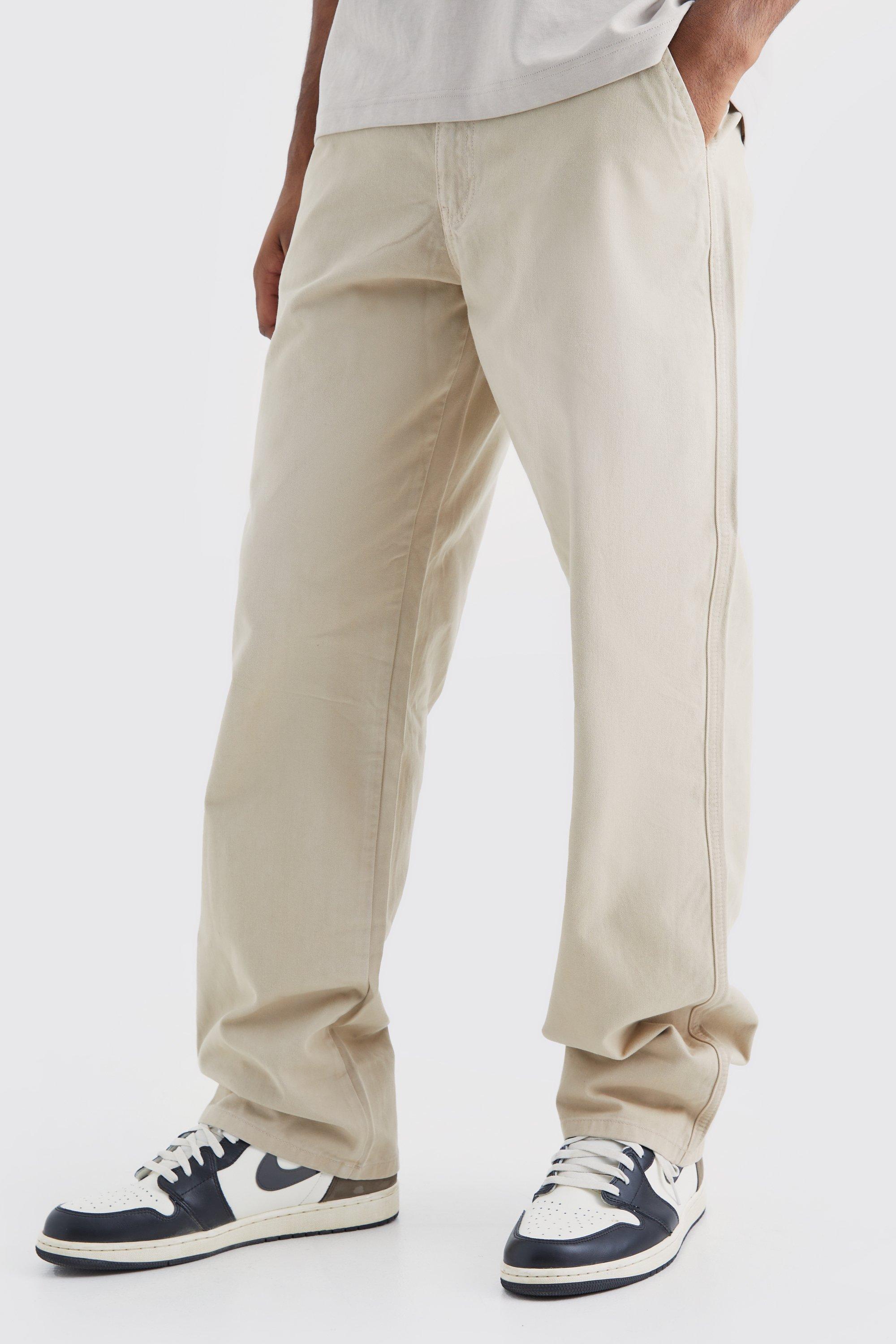 Mens Beige Tall Relaxed Chino Trouser, Beige