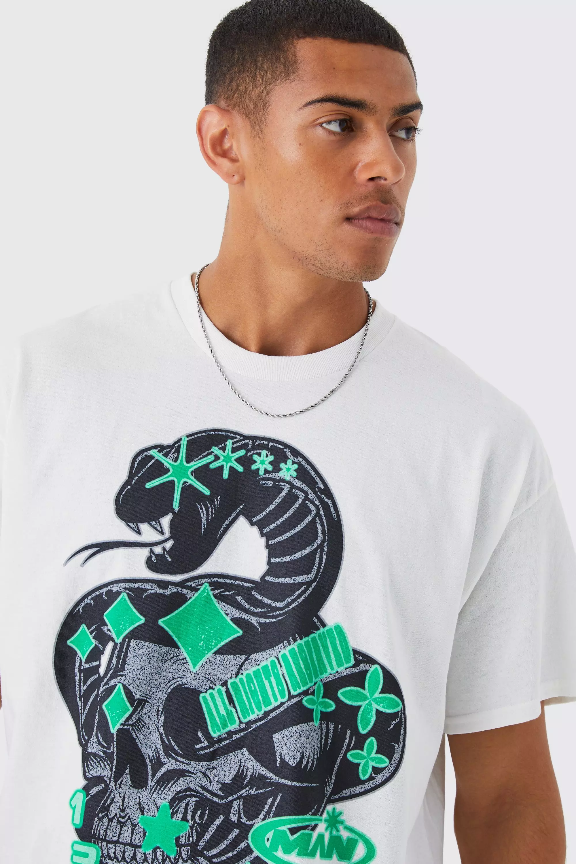 T shirt oversize imprim serpent