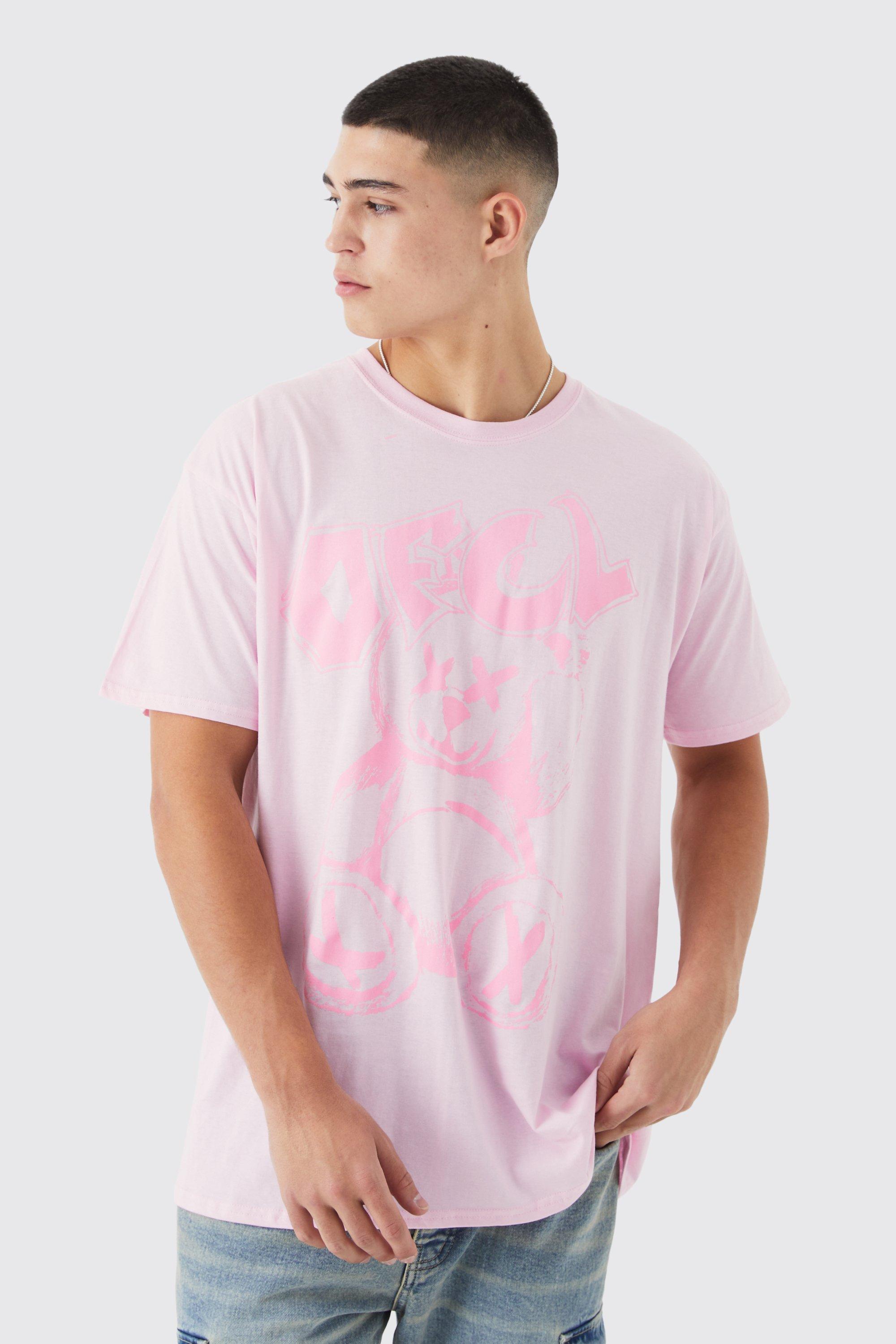 Mens Pink Oversized Ofcl Bear T-shirt, Pink