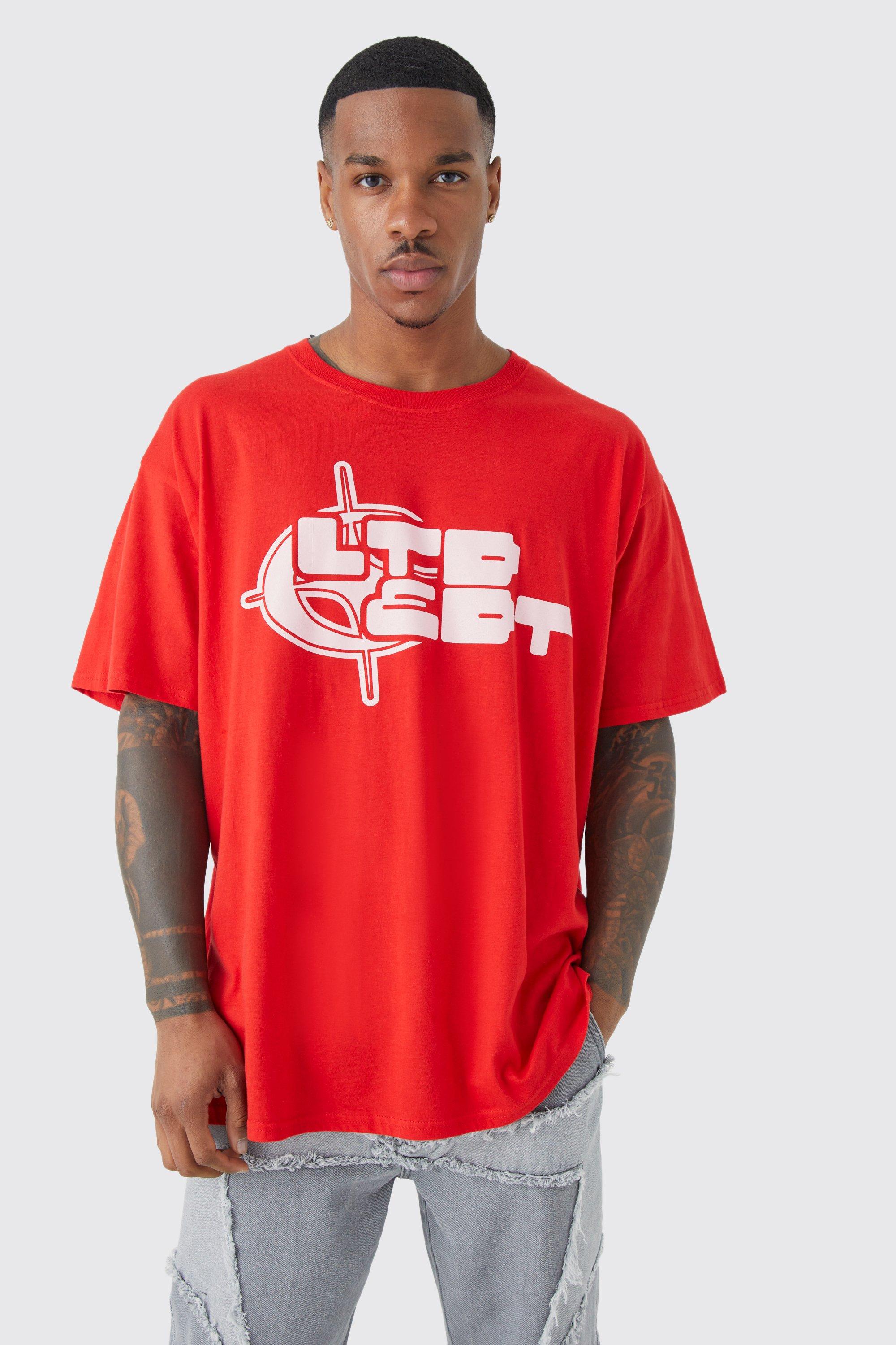Mens Red Oversized Ltd Edt T-shirt, Red