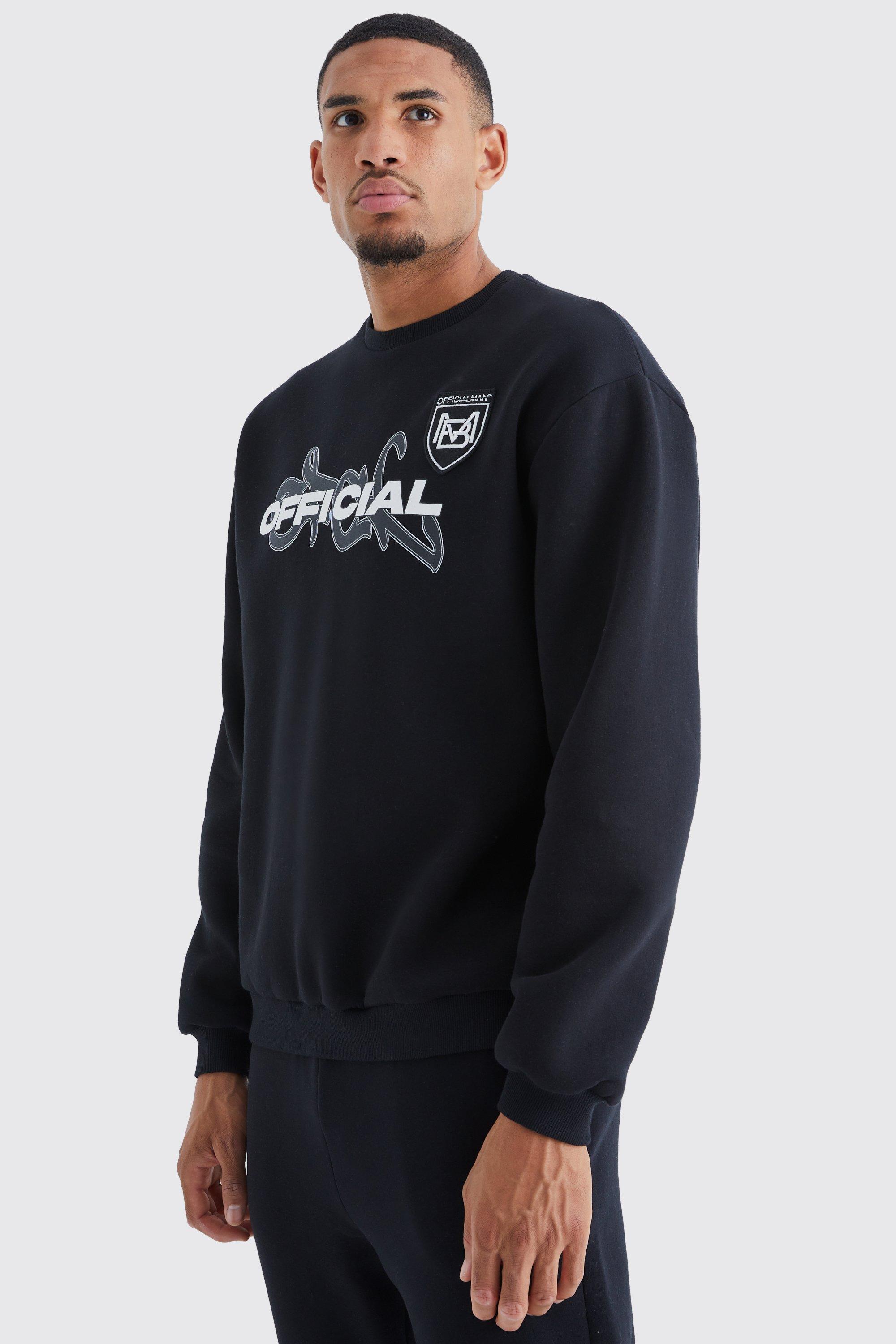 Mens Black Tall Official Oversized Sweat, Black