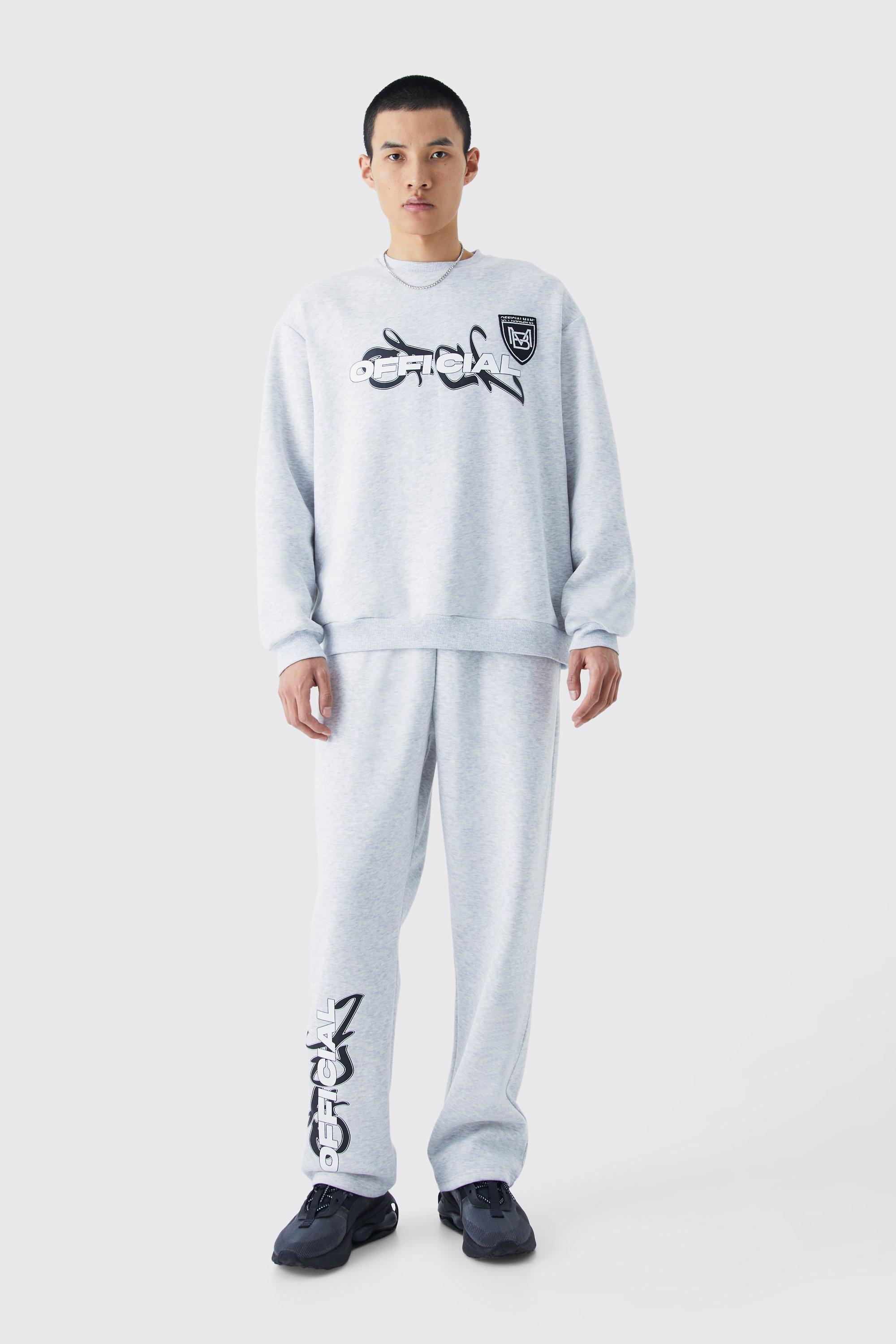 Mens Grey Official Oversized Sweat Tracksuit, Grey