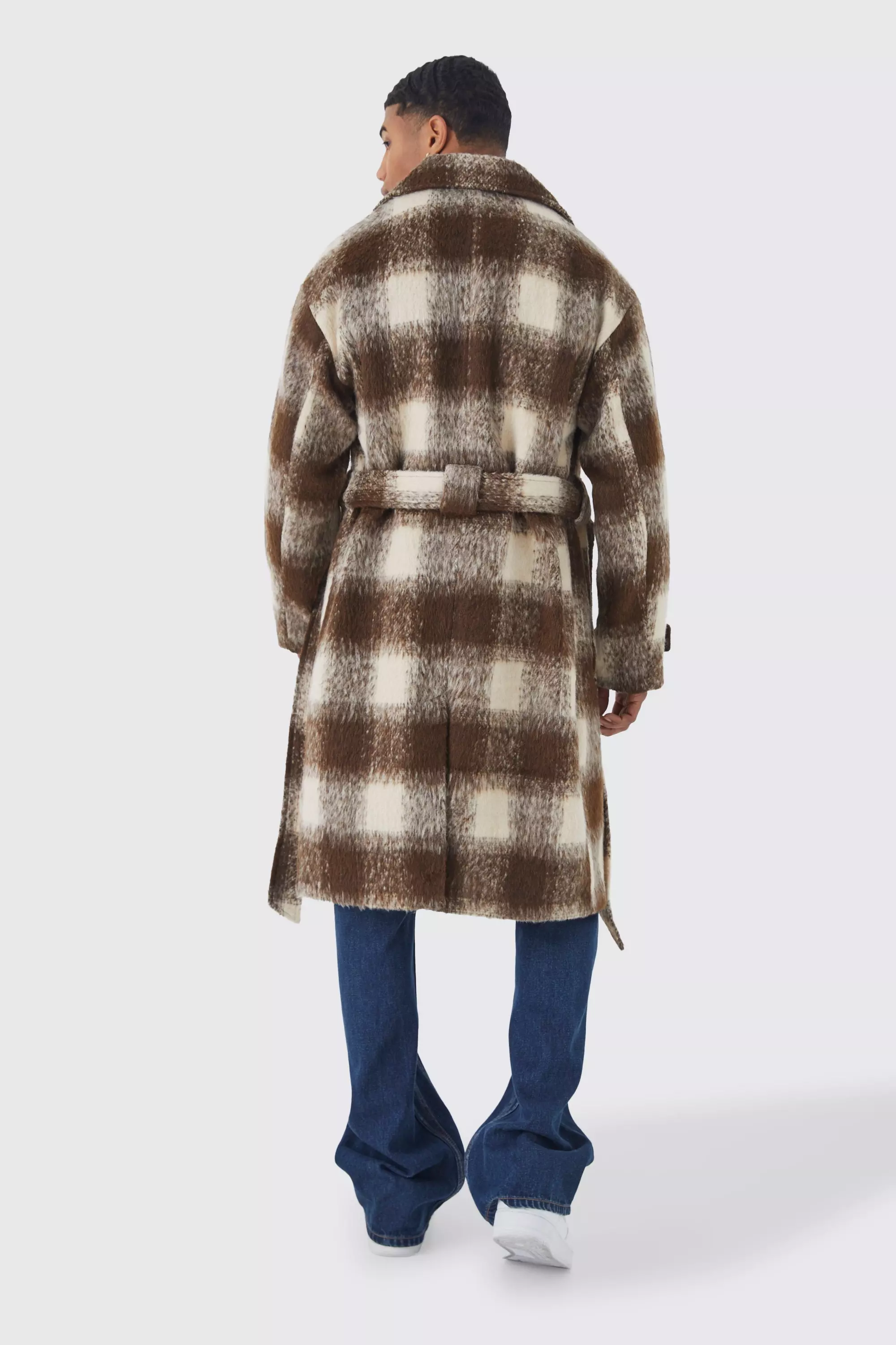 Belted check clearance coat