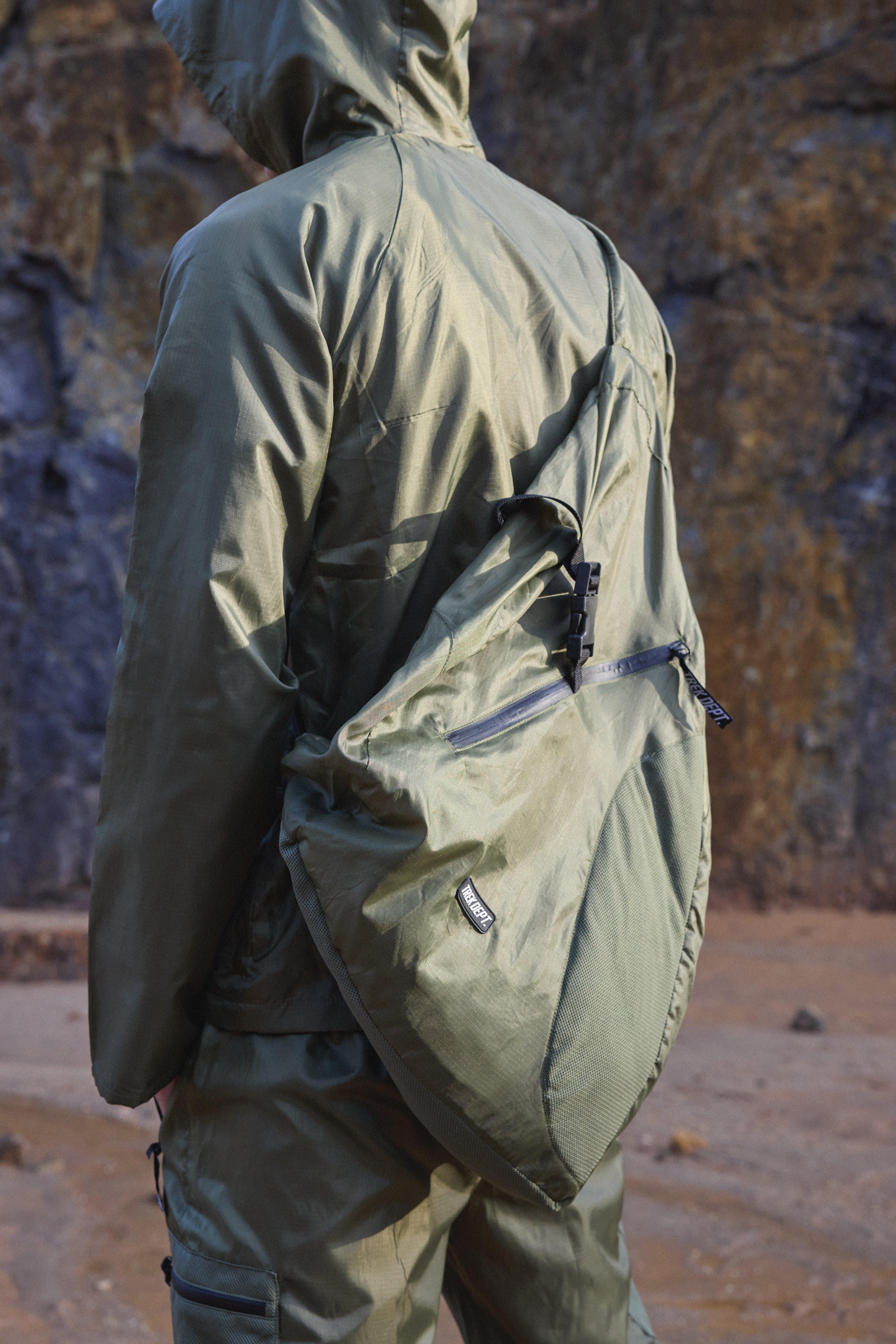 Mens Green Active Ripstop Cross Body Backpack, Green