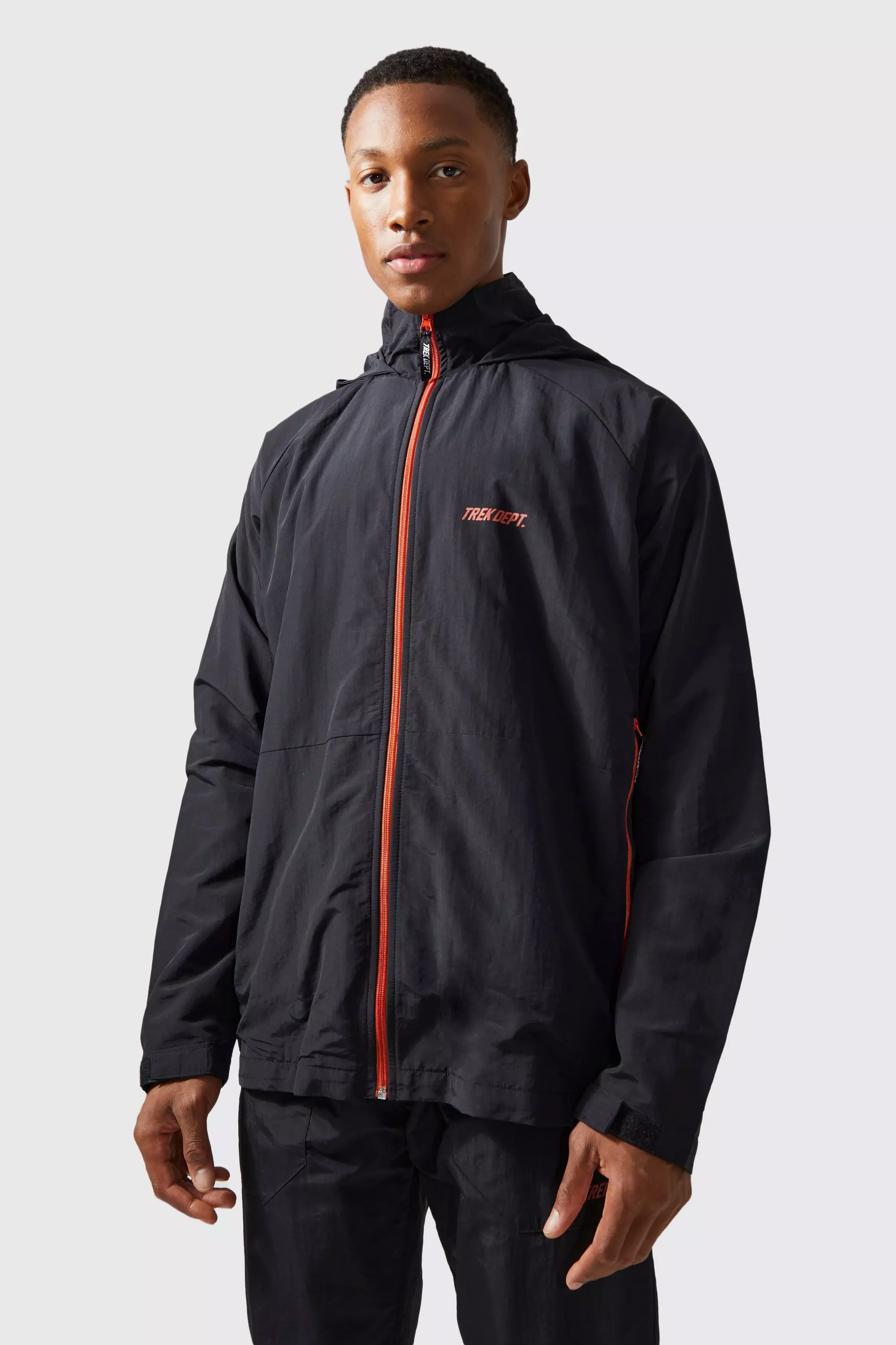 Active Oversized Crinkle Nylon Cagoule Jacket boohooMAN USA