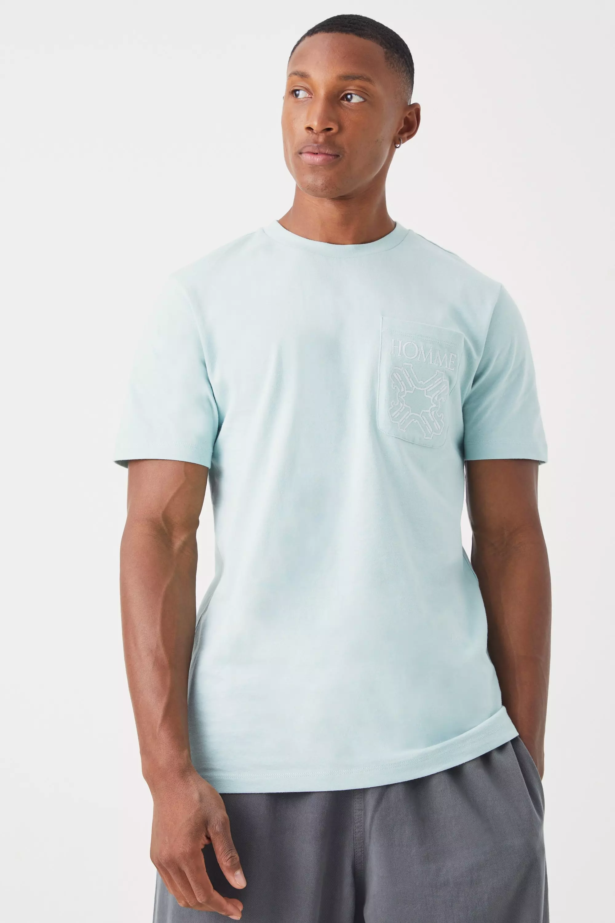 T shirt turquoise homme hot sale