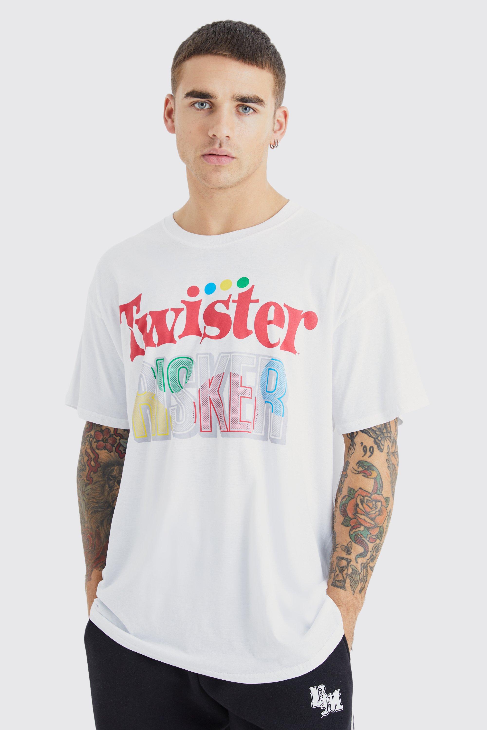 Mens White Oversized Twister License T-shirt, White