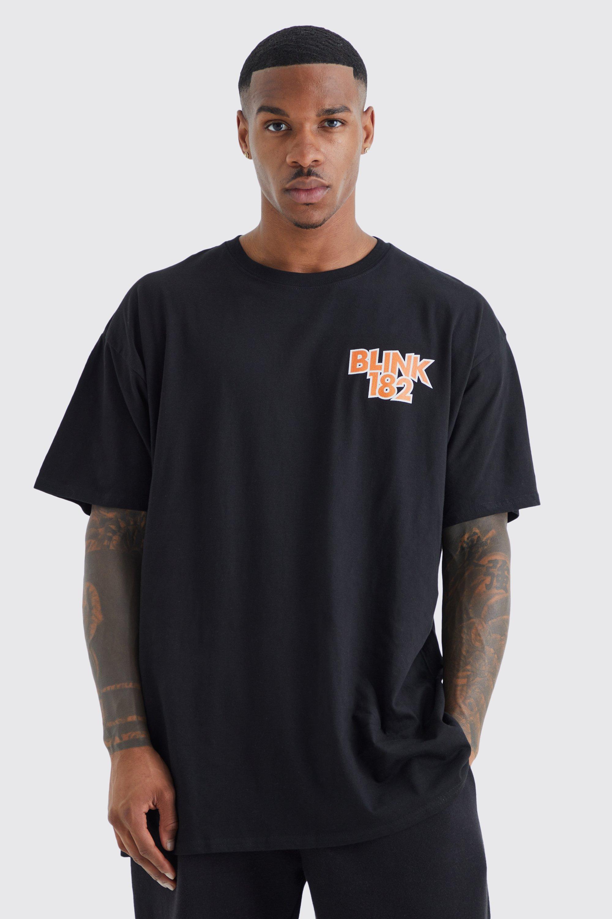 Mens Black Oversized Blink 182 License T-shirt, Black