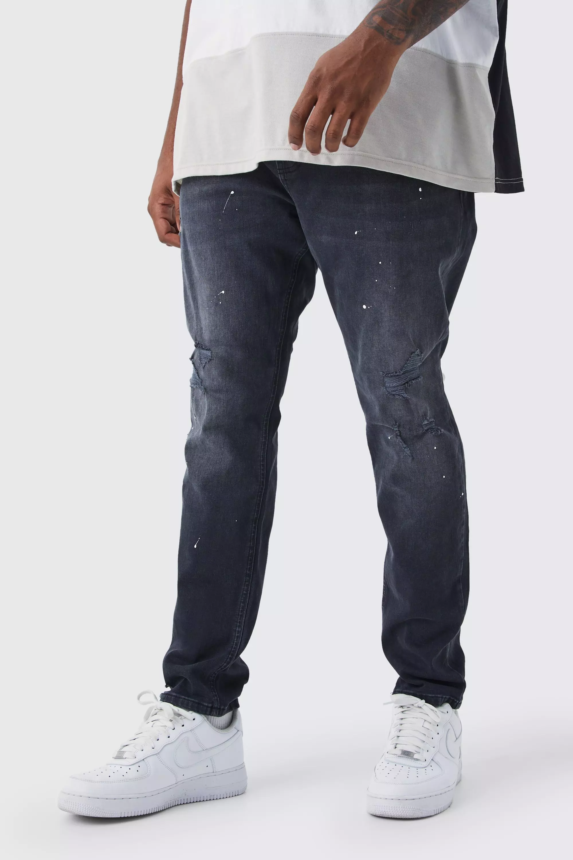 Paint Splatter Denim Jeans - Black 