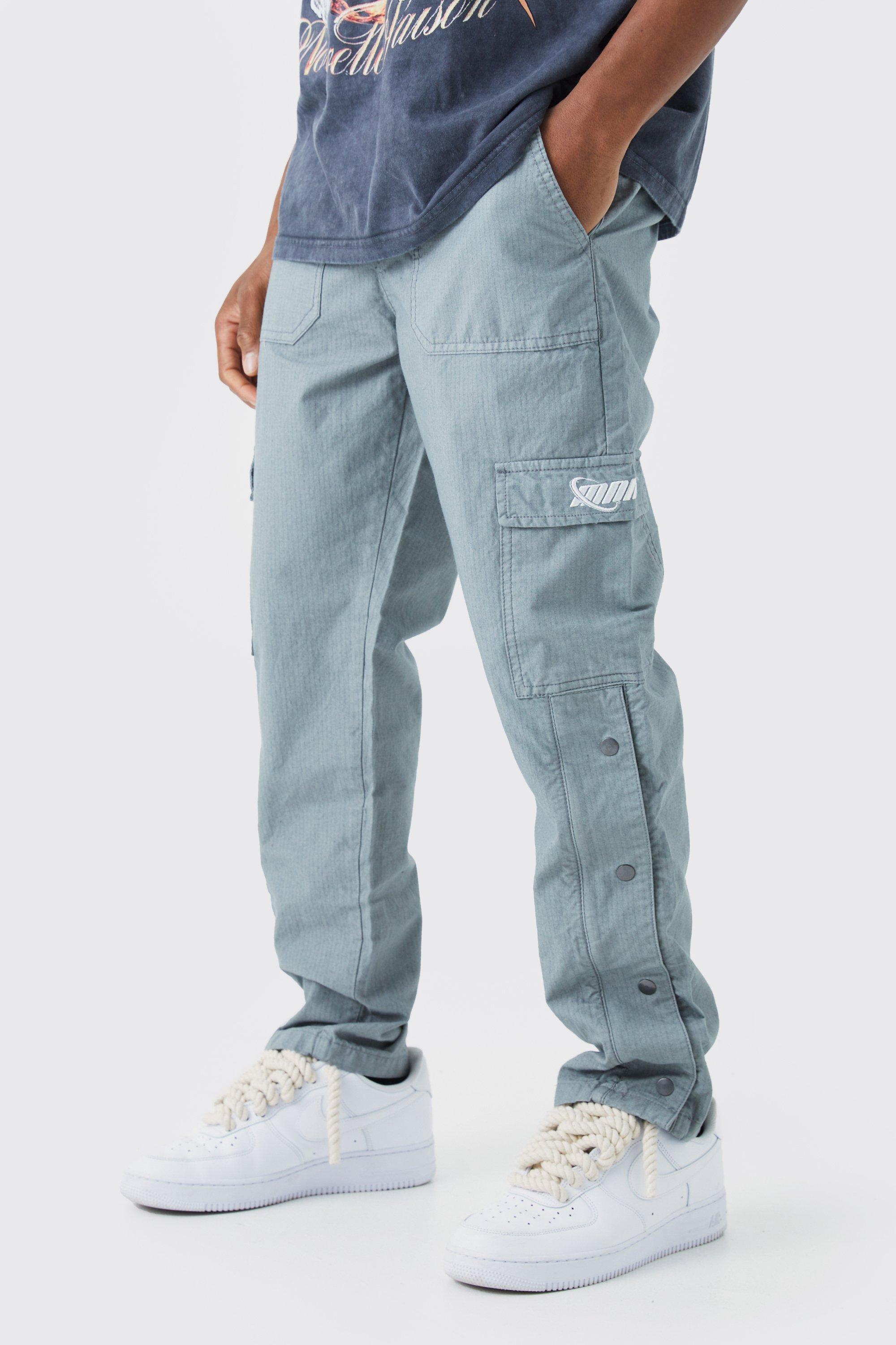 pantalon cargo droit à boutons pression homme - gris - 32, gris