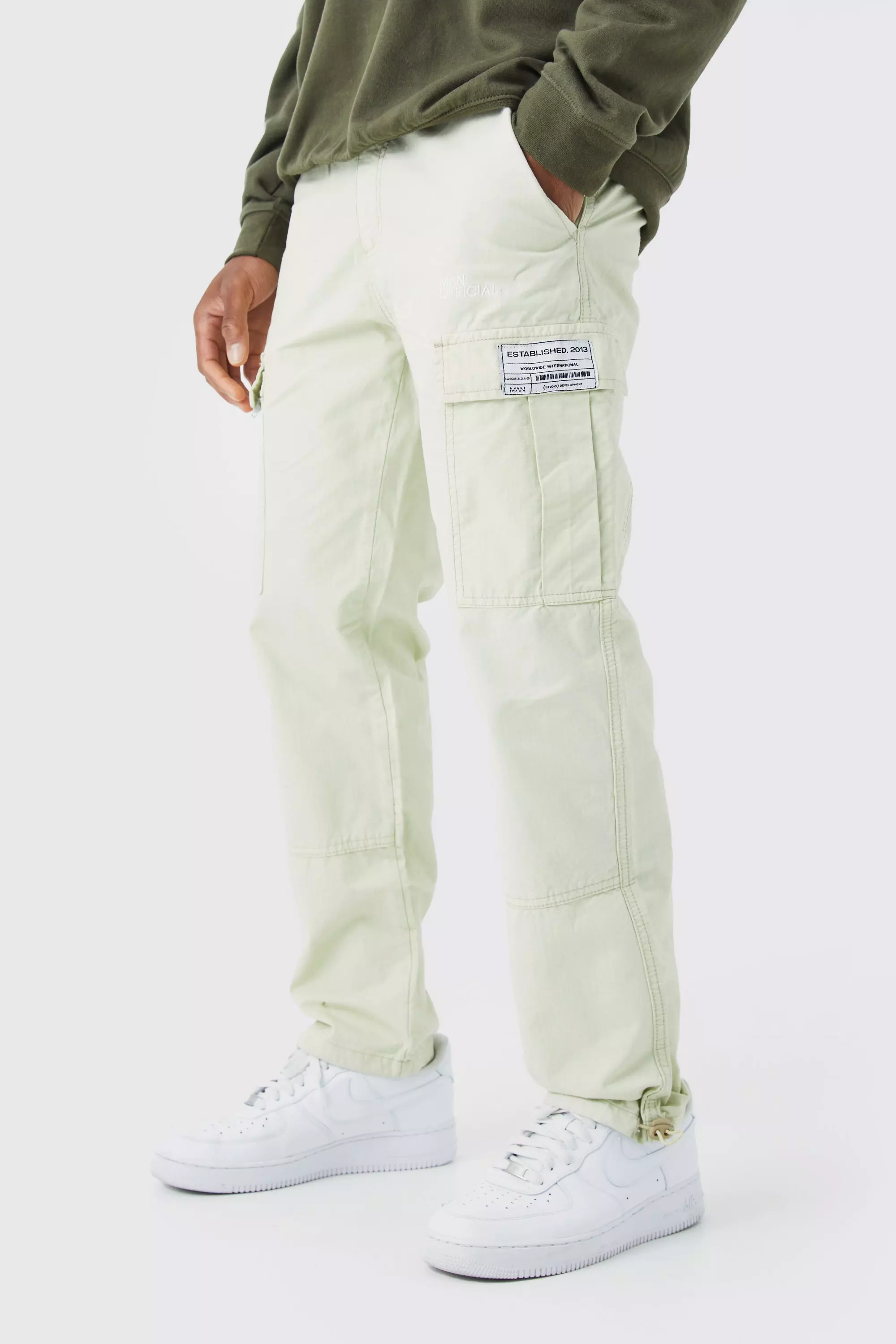 Straight Leg Zip Cargo Ripstop Trouser With Woven Tab