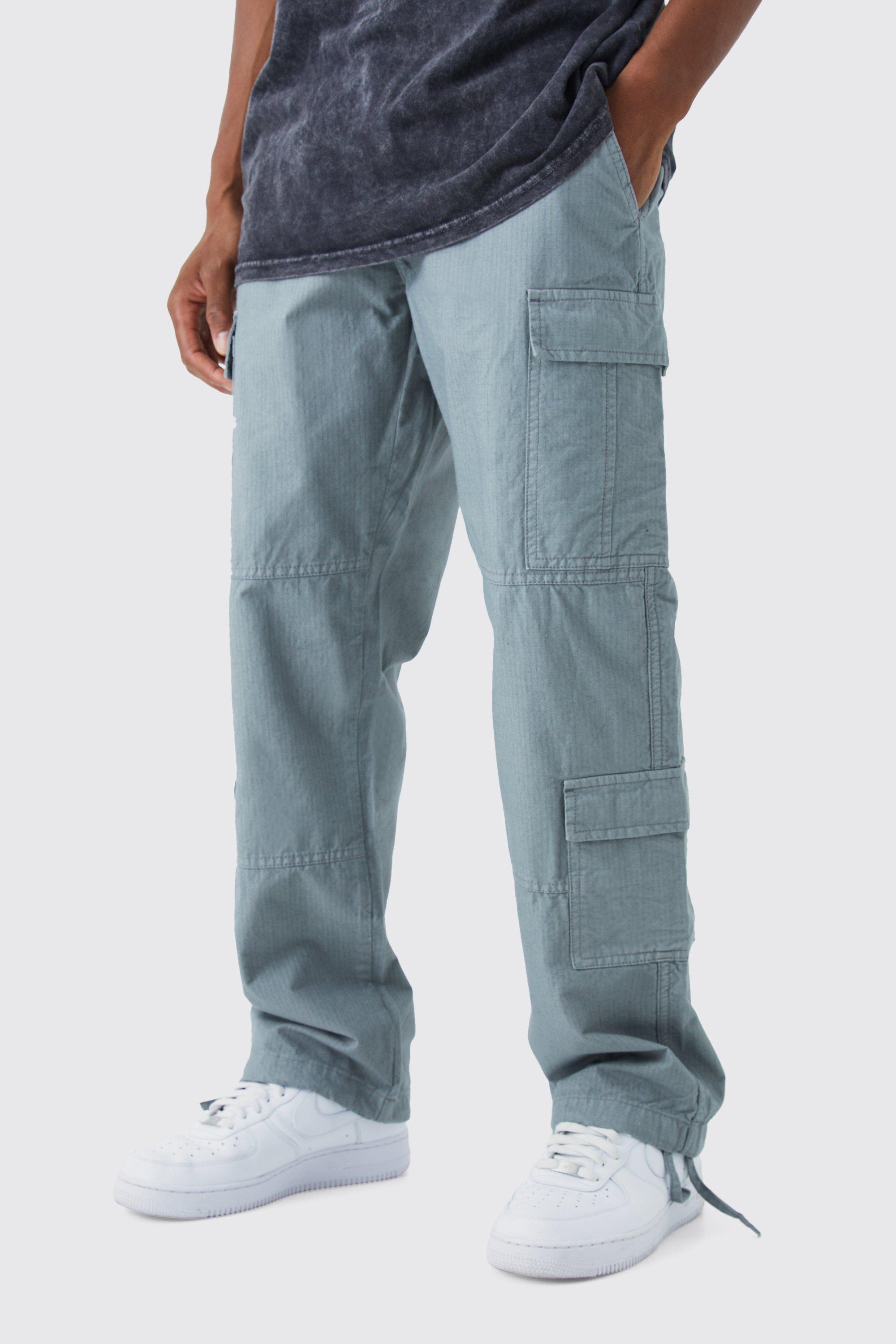 Image of Pantaloni Cargo rilassati in nylon ripstop con etichetta in tessuto, Grigio