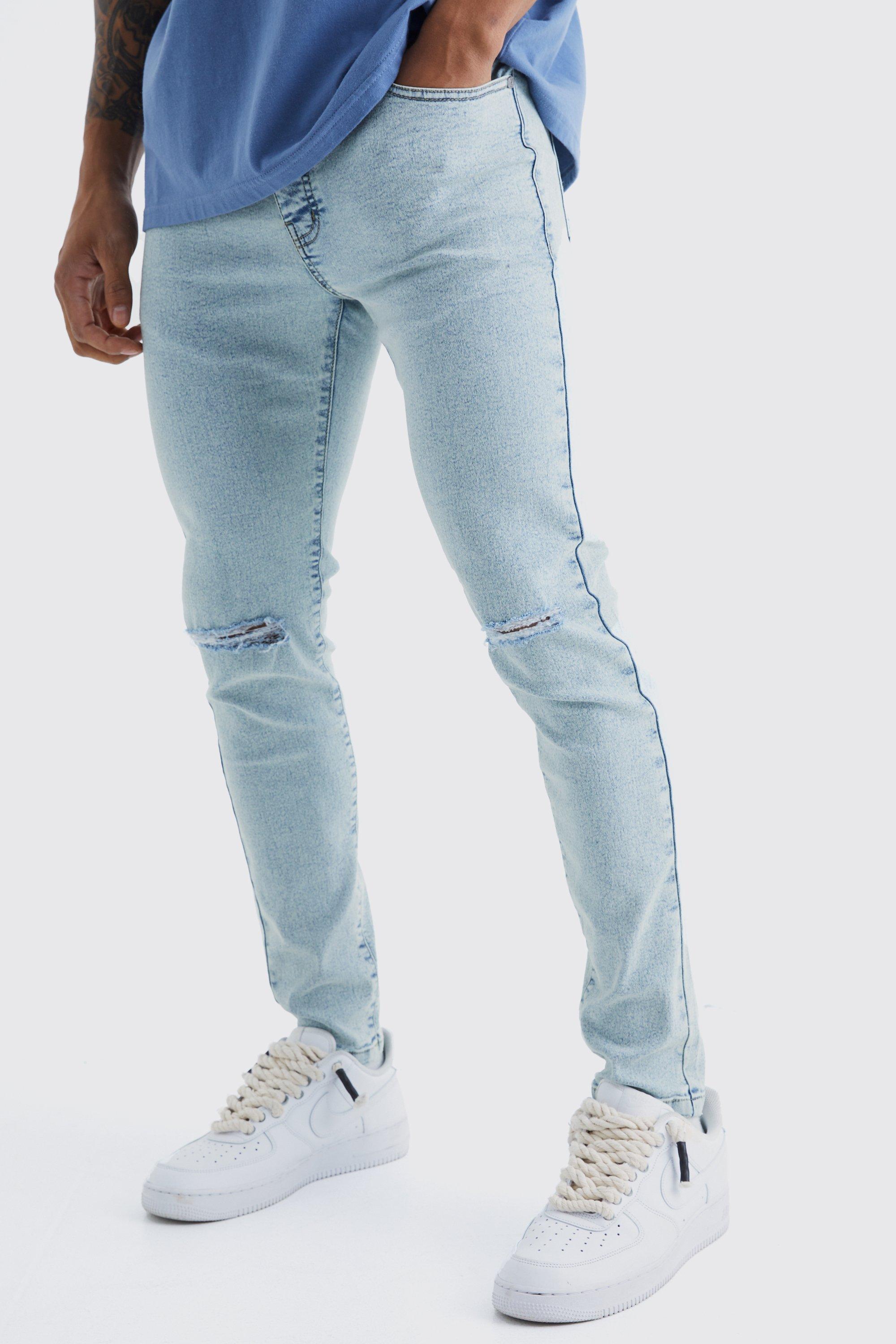 Image of Jeans Skinny Fit con taglio sul ginocchio, Azzurro