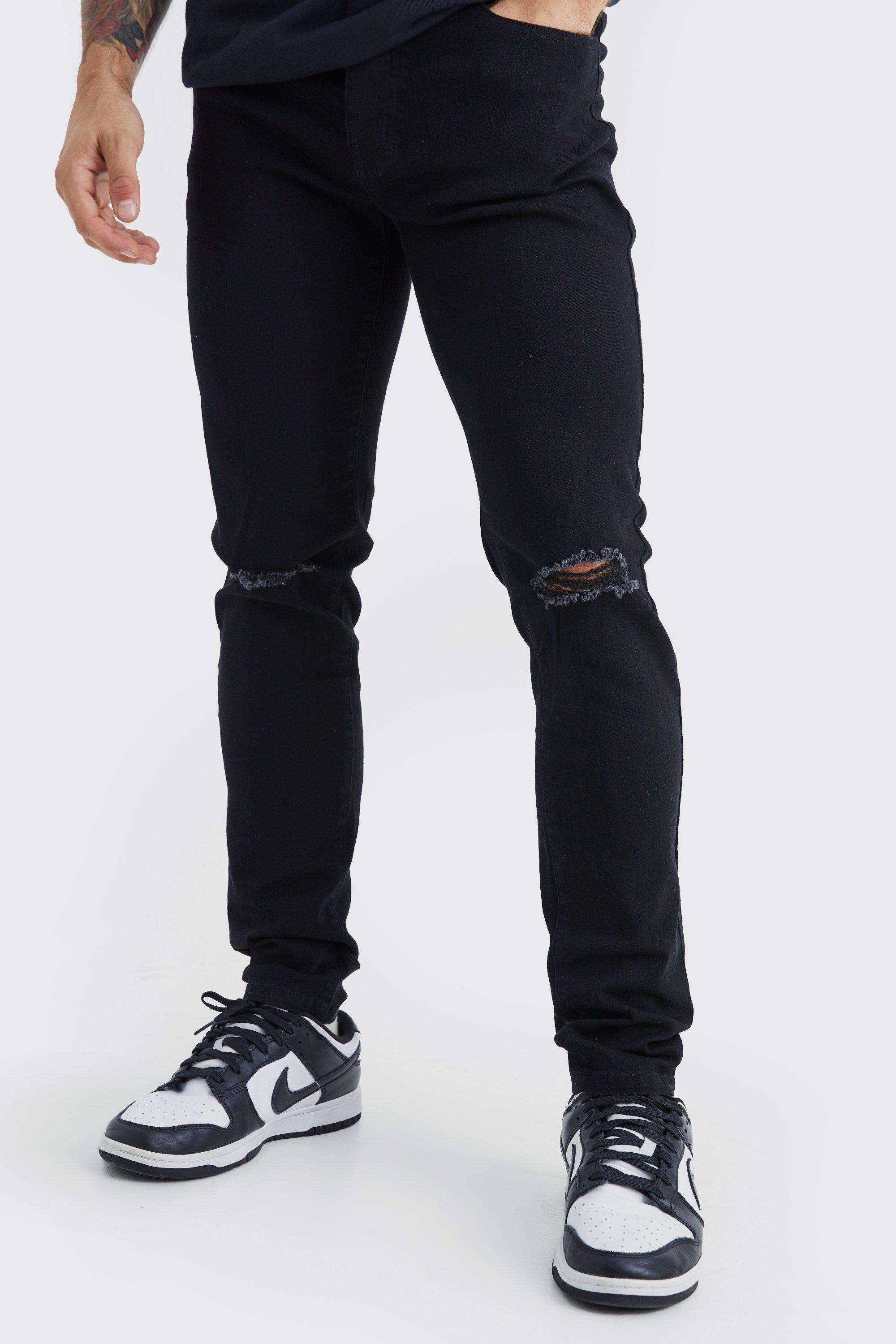 Image of Jeans Skinny Fit con taglio sul ginocchio, Nero