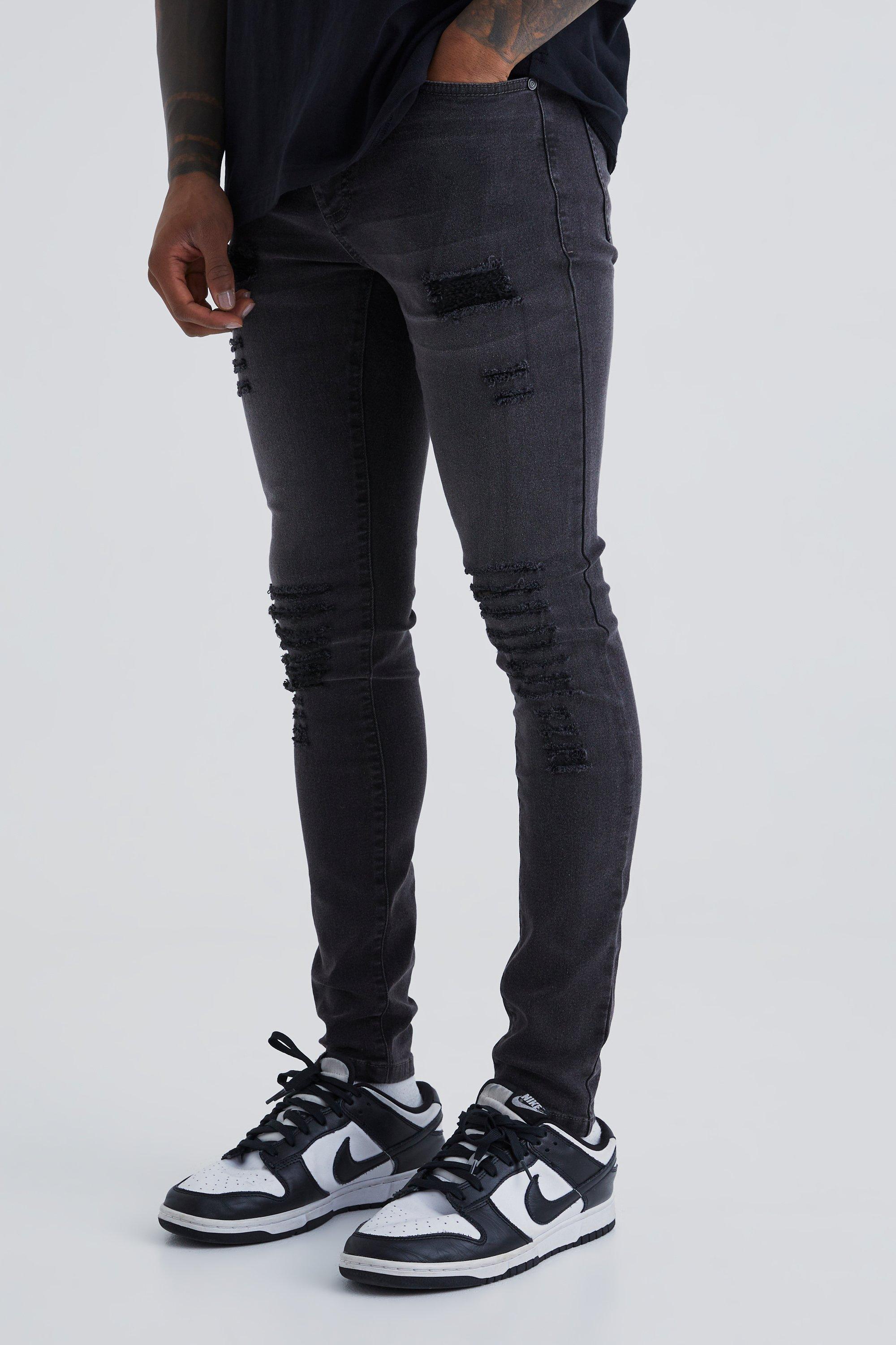 Image of Jeans Super Skinny Fit con strappi all over, Grigio