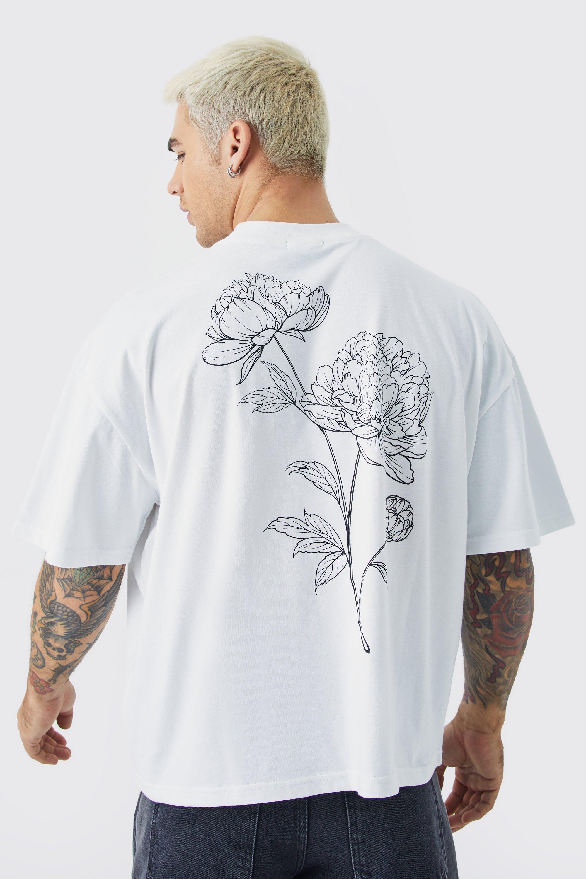 Image of T-shirt squadrata oversize pesante con stampa, Bianco