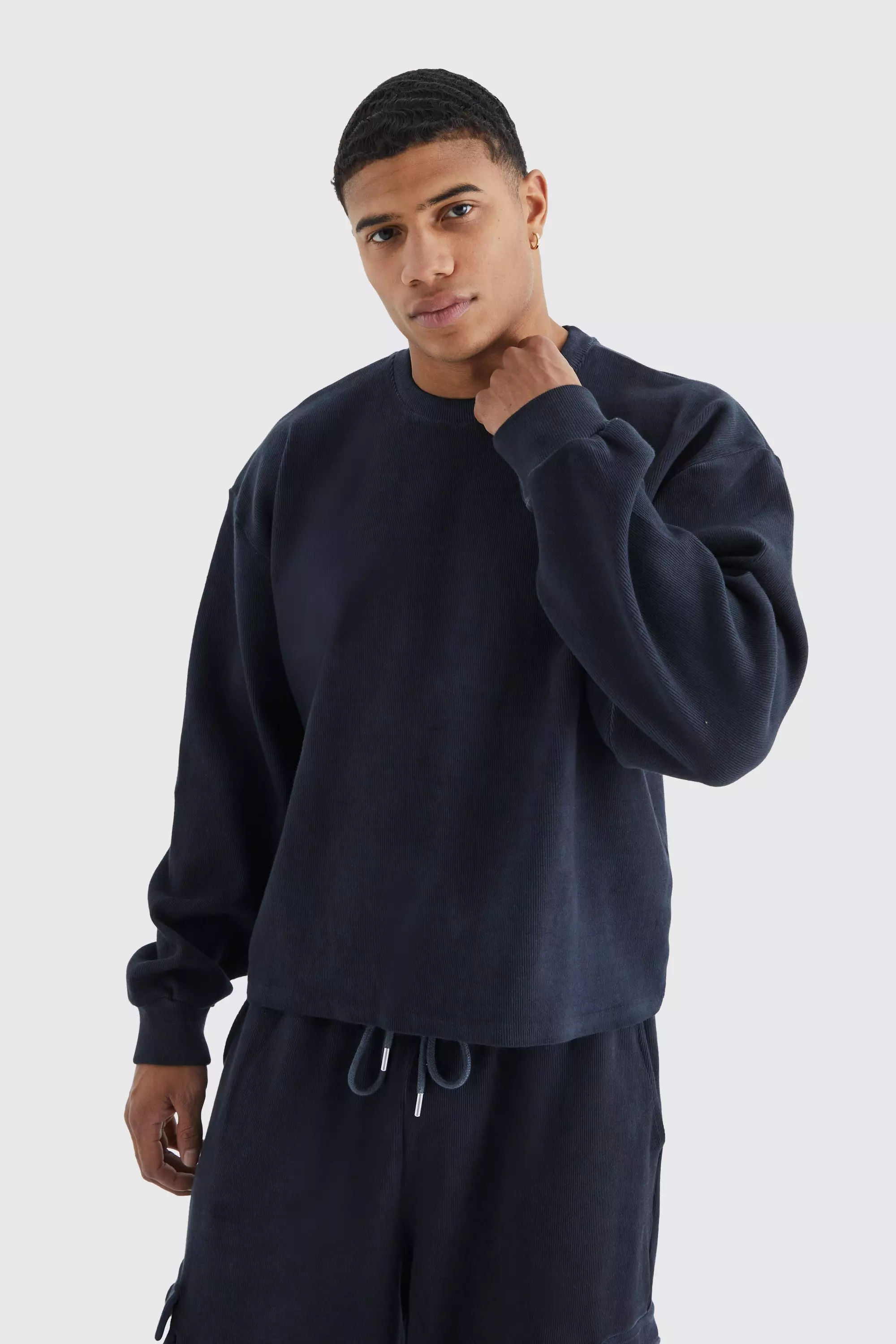 Mens shop ribbed sweatshirt