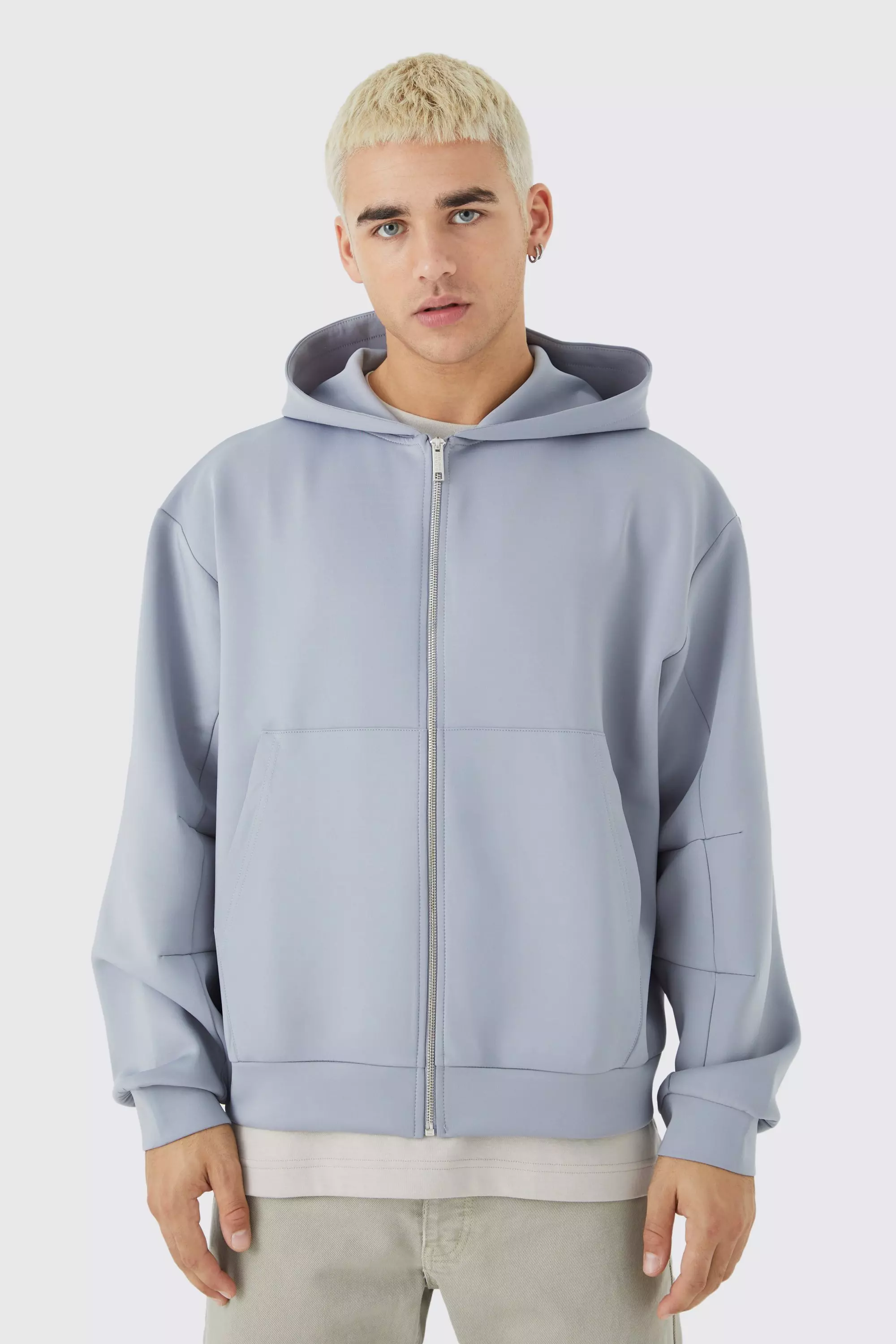 Men's Oversized Scuba Zip Through Hoodie