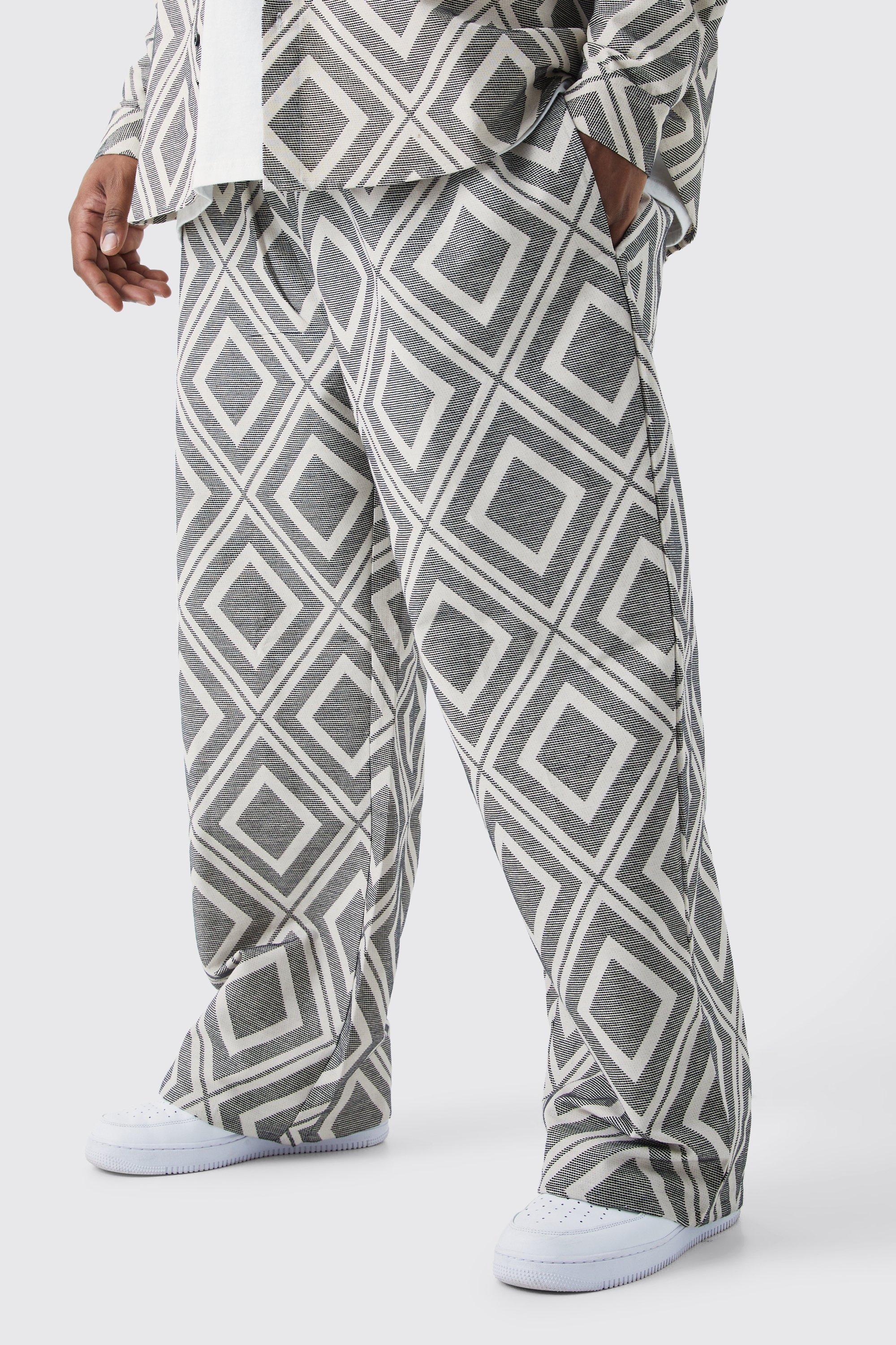 grande taille - pantalon large à motif jacquard homme - gris - xxxl, gris
