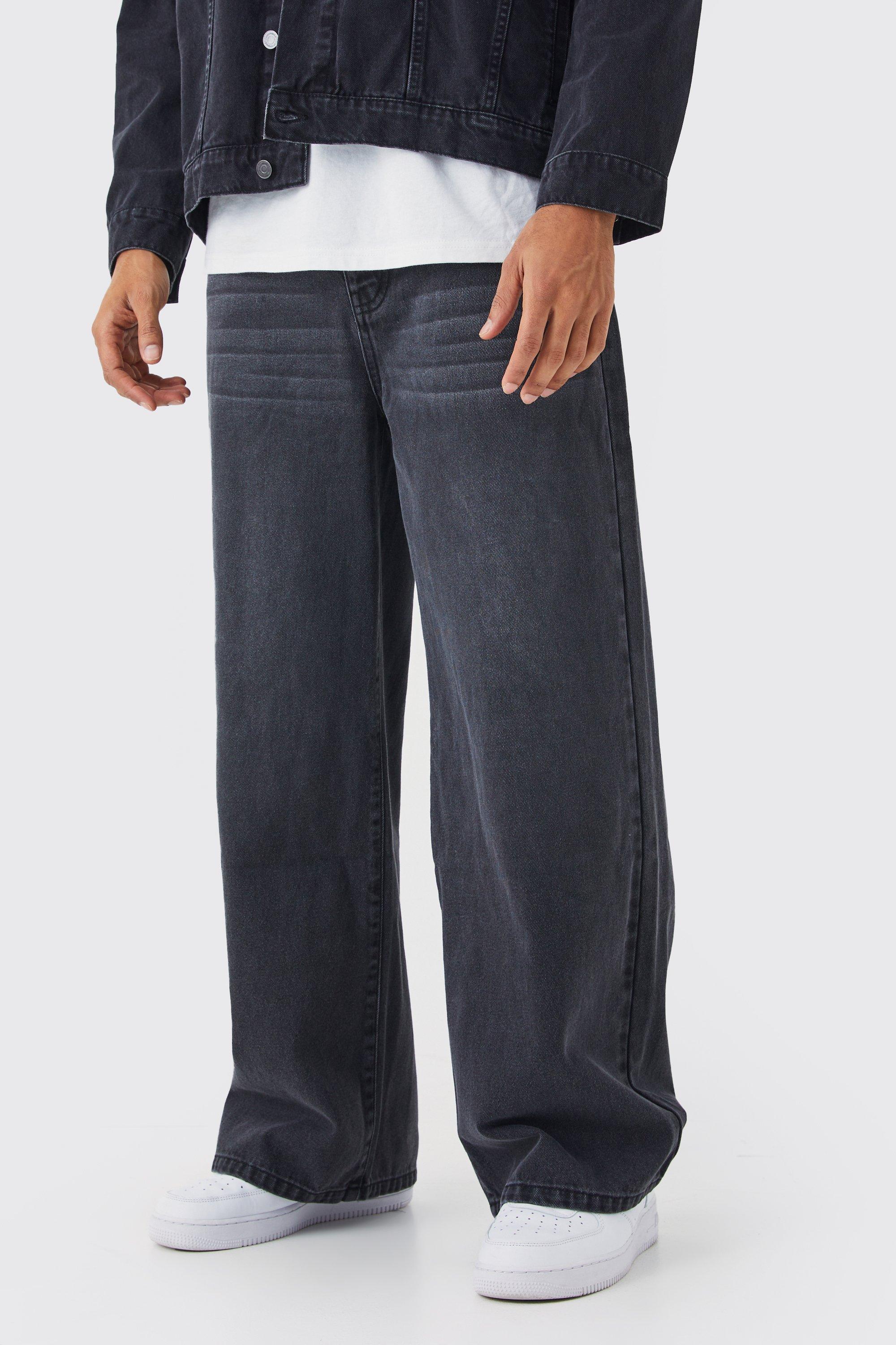 Image of Jeans extra comodi in denim rigidov, Nero