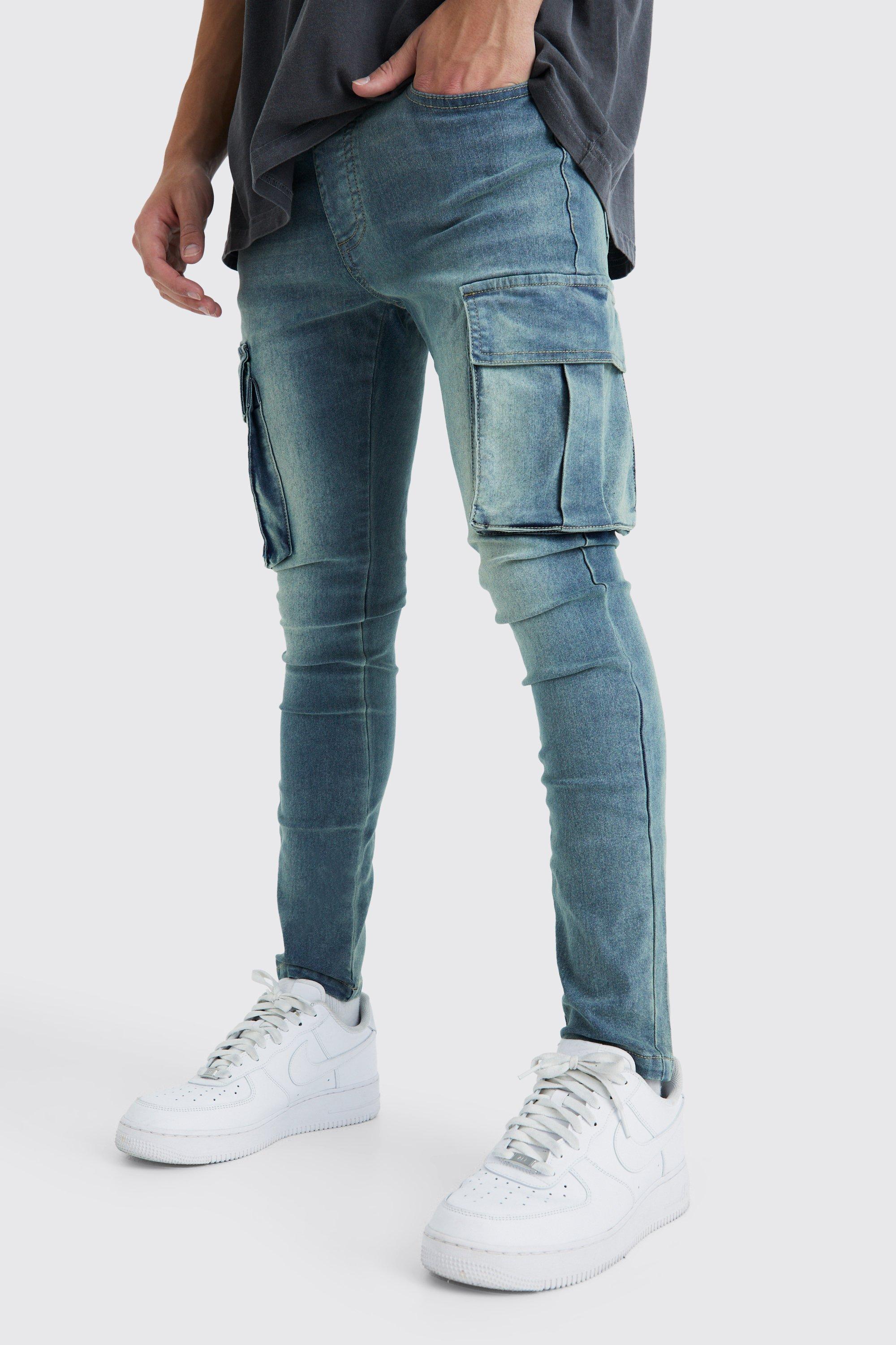 Image of Jeans Cargo Super Skinny Fit, Azzurro