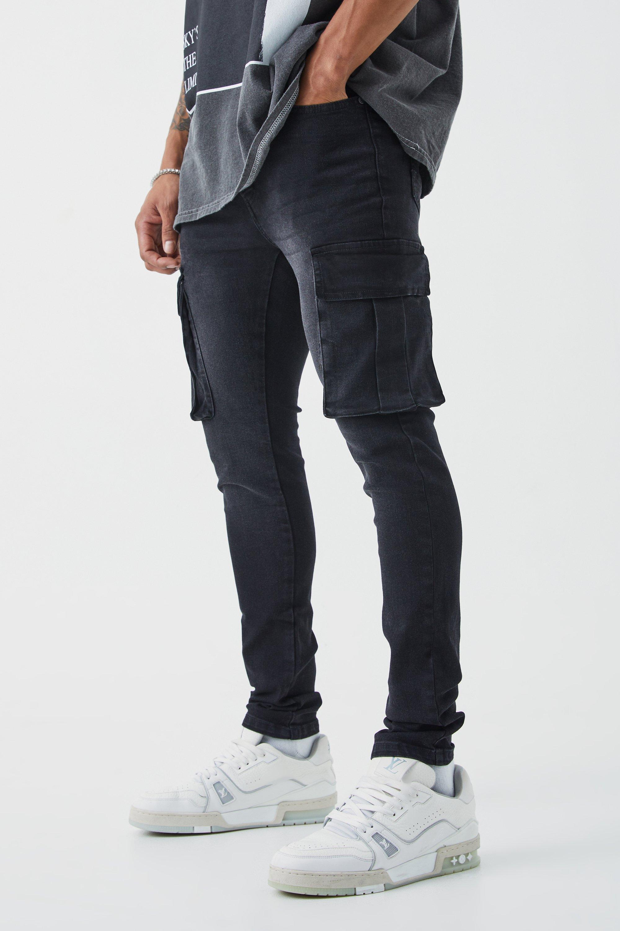 Image of Jeans Cargo Super Skinny Fit, Nero