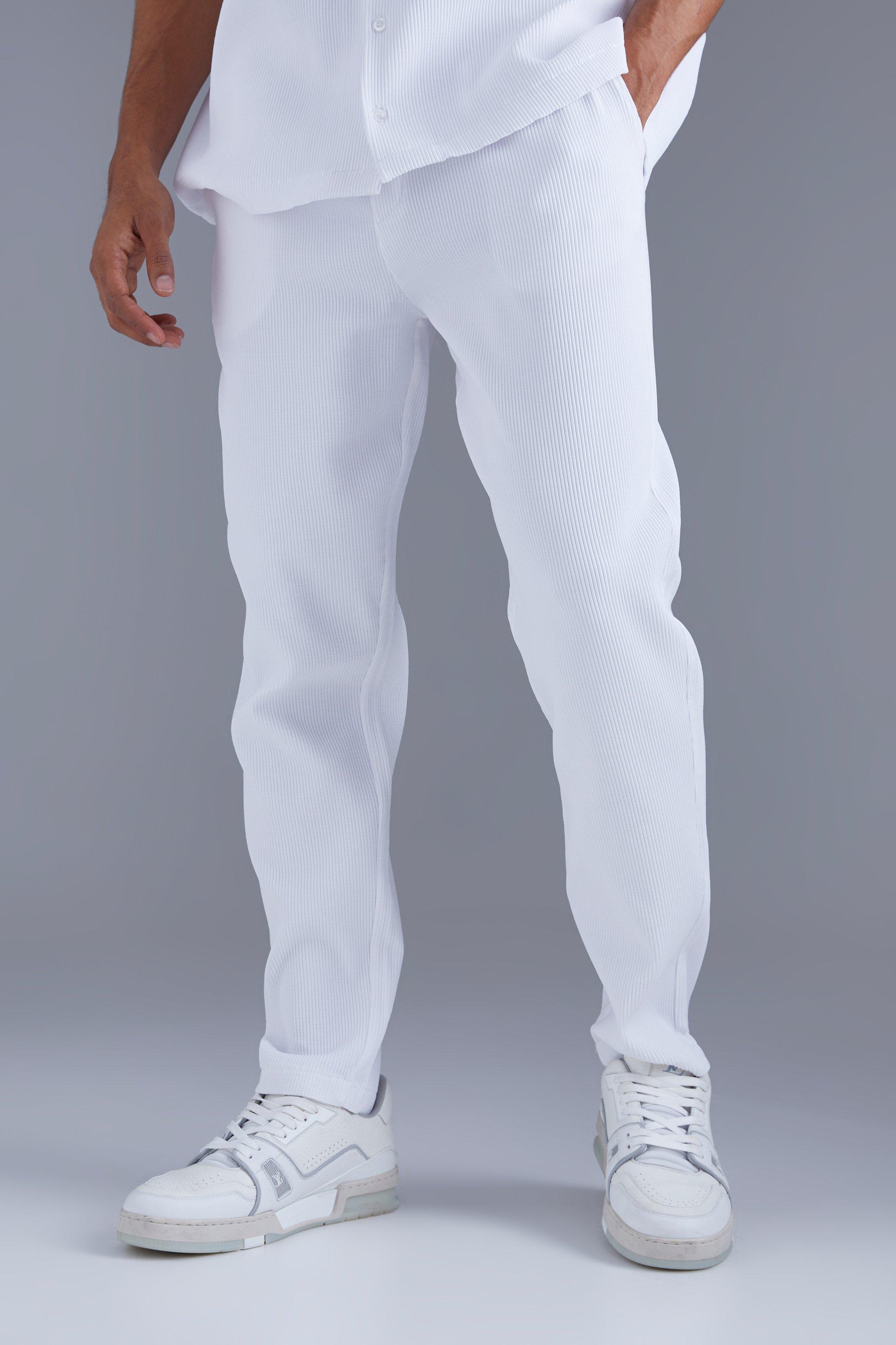 Image of Pantaloni Slim Fit con pieghe, Bianco