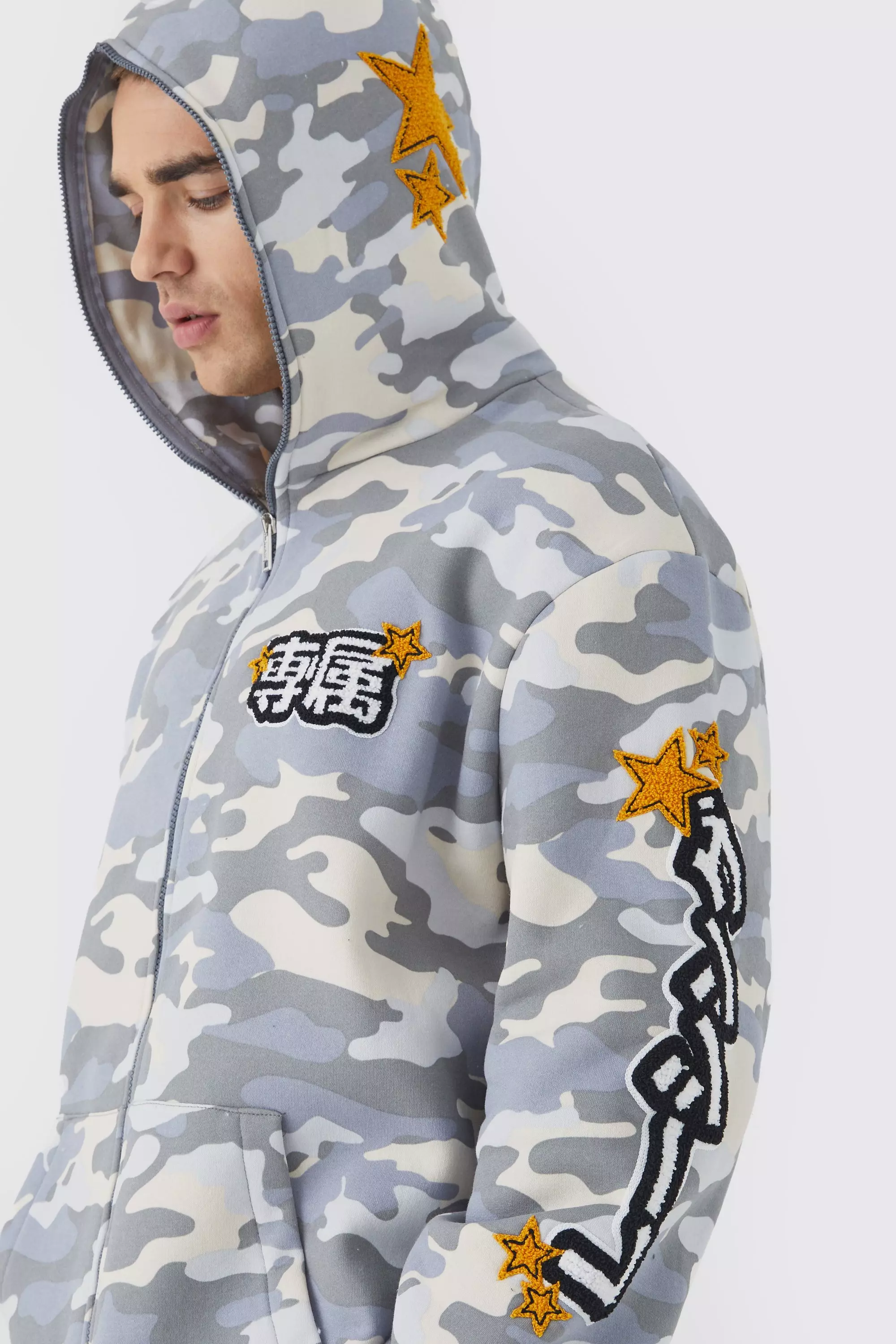 Gray hot sale camo hoodie