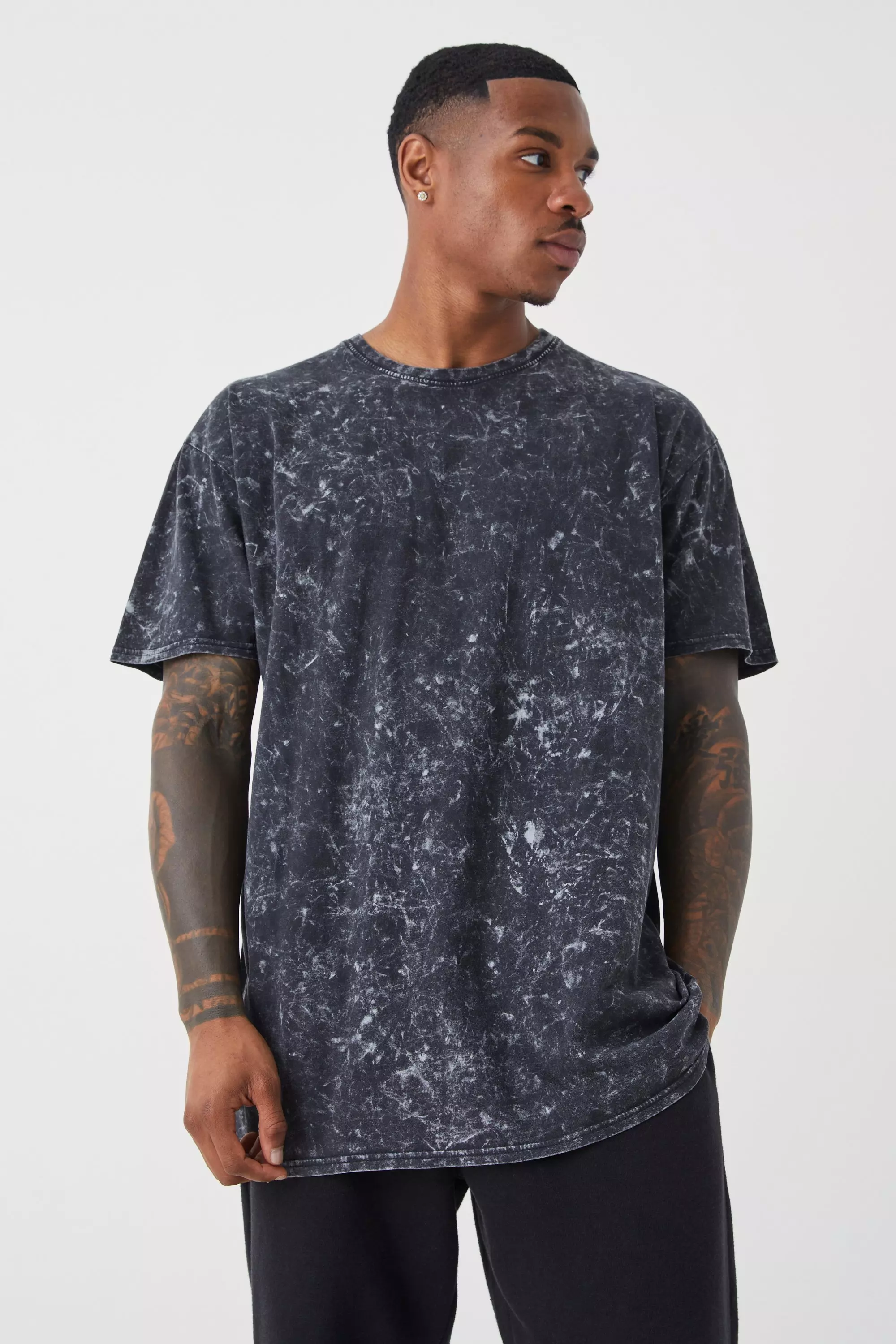 Oversized Acid Wash Printed Tee