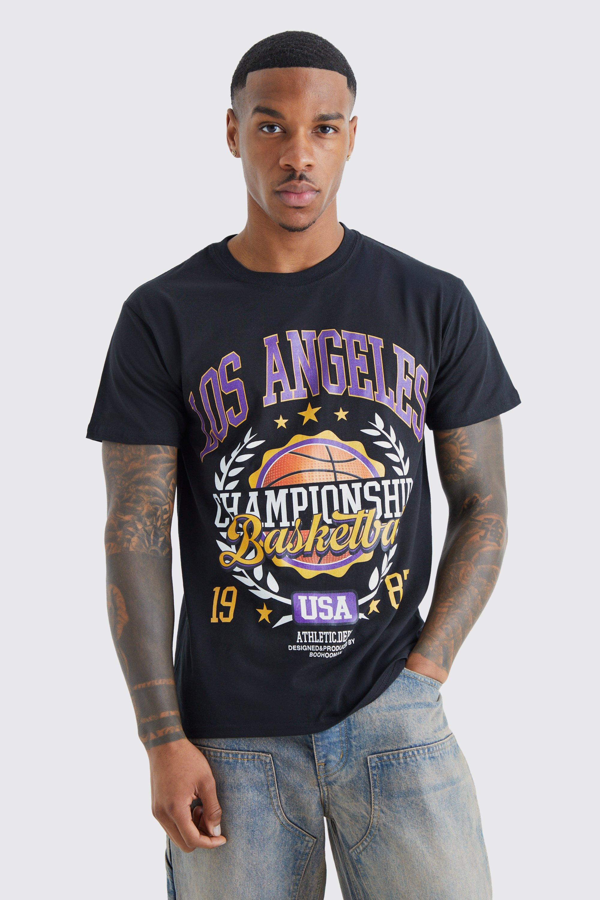 Mens Black Los Angeles Graphic T-shirt, Black
