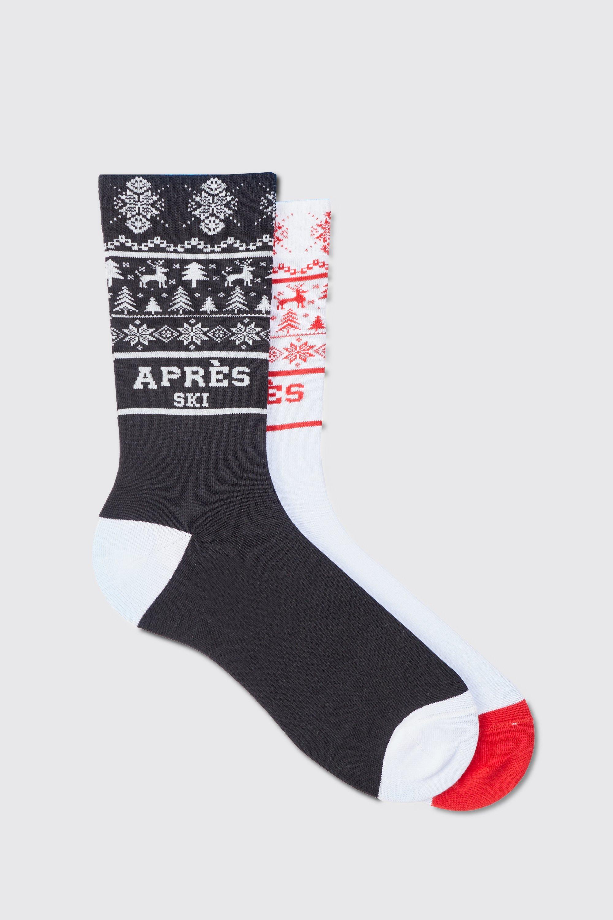 men's 2 pack apres ski socks in giftbox - multi - one size, multi