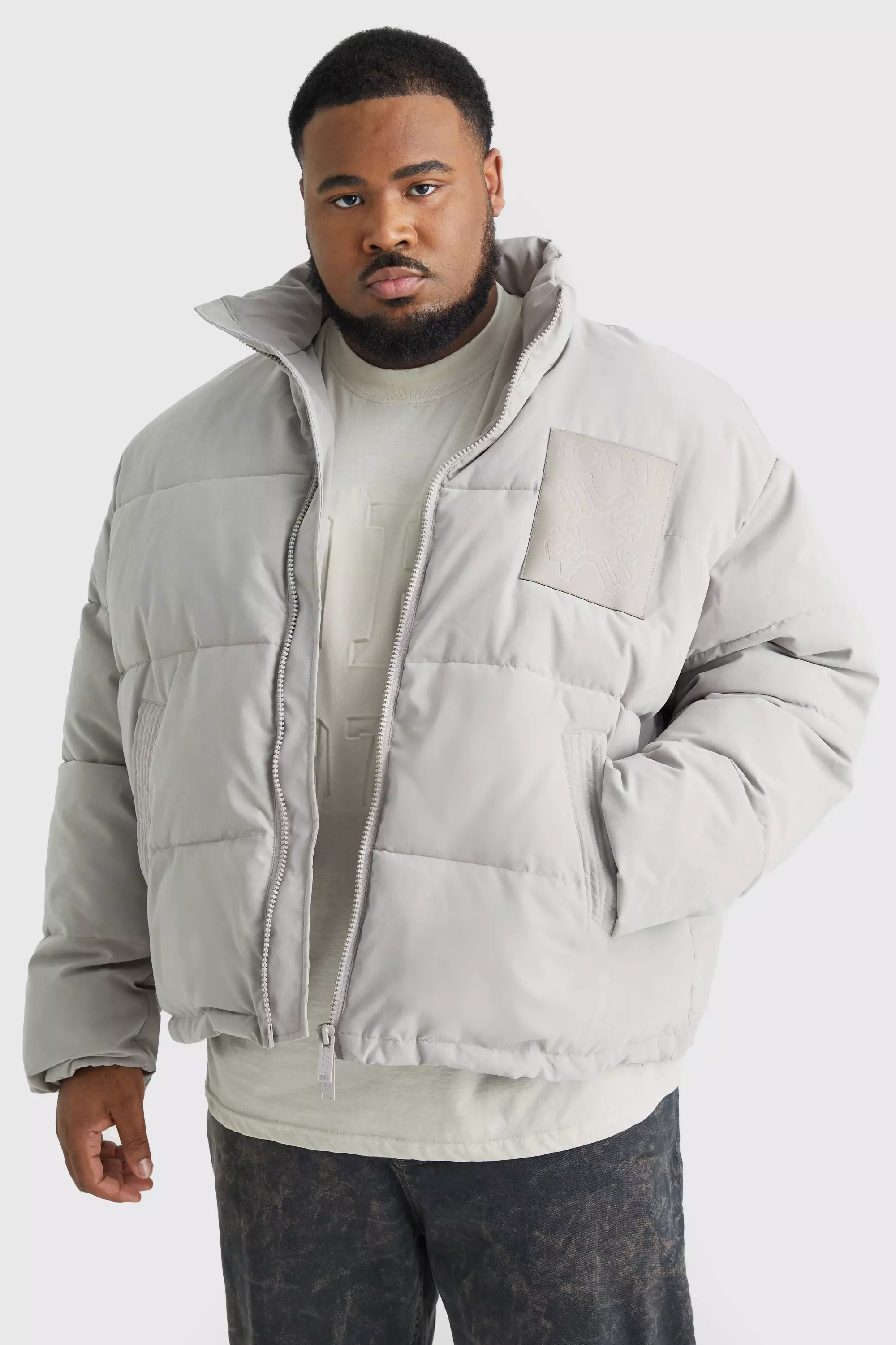 Grey oversized best sale puffer jacket