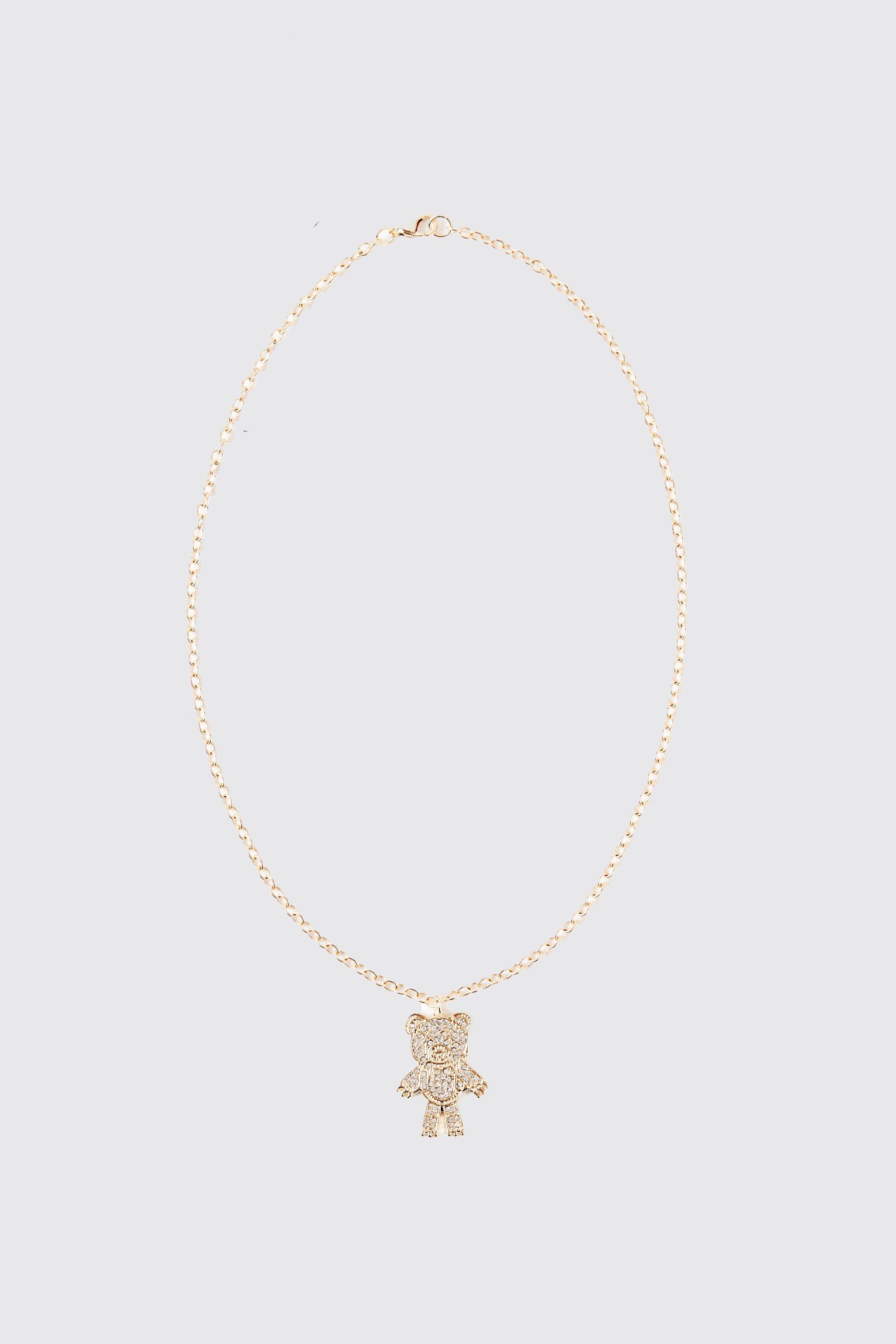 Mens Metallics Bear Necklace, Metallics