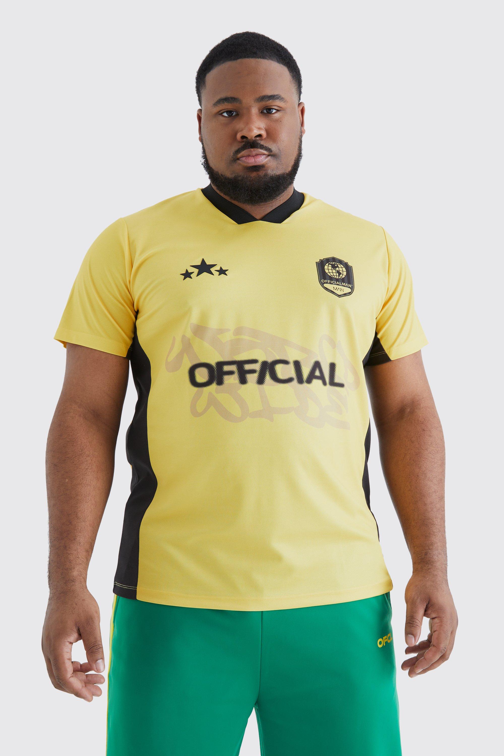 Mens Yellow Plus Official Short Sleeve Football Shirt