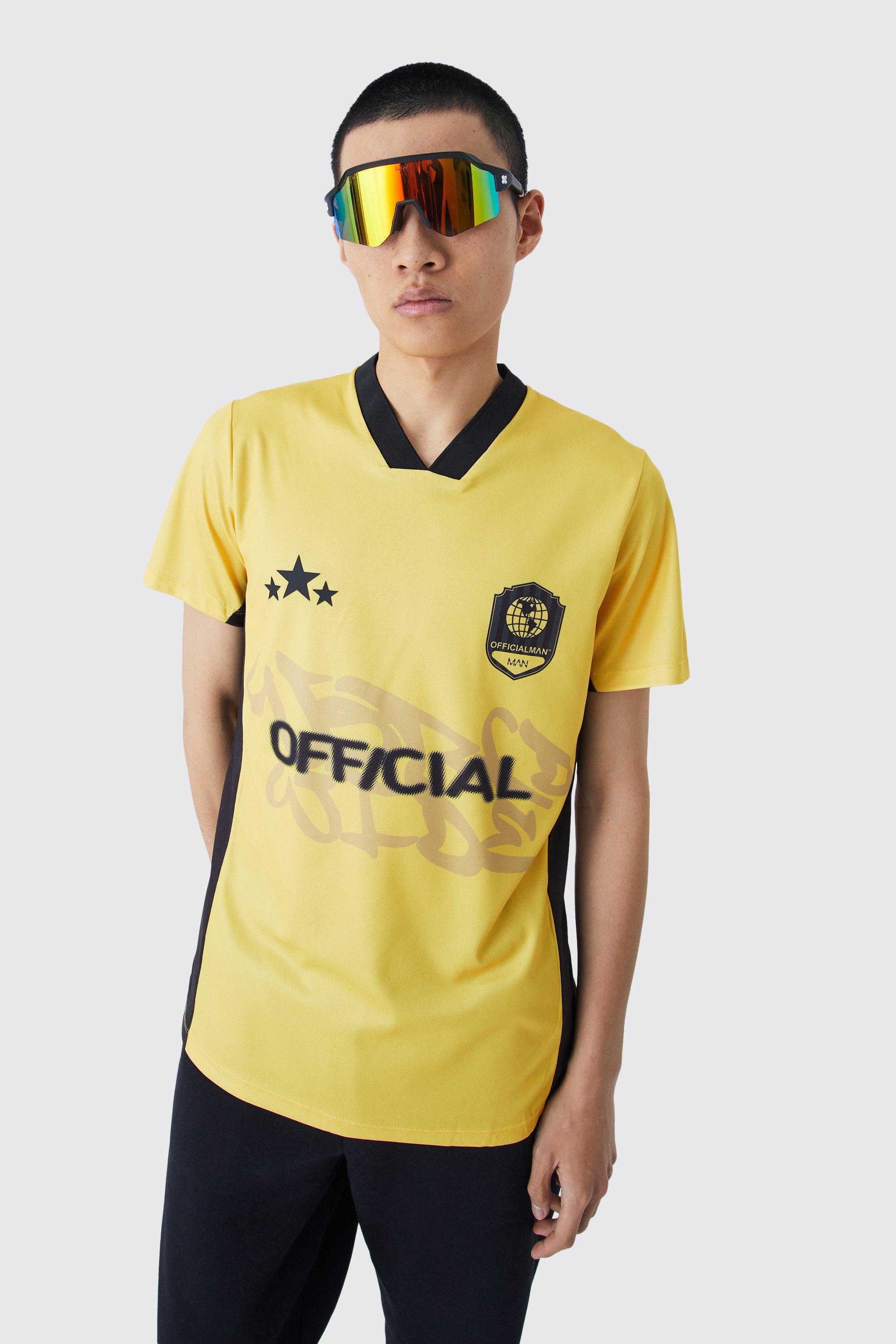 men's official short sleeve football shirt - yellow - s, yellow