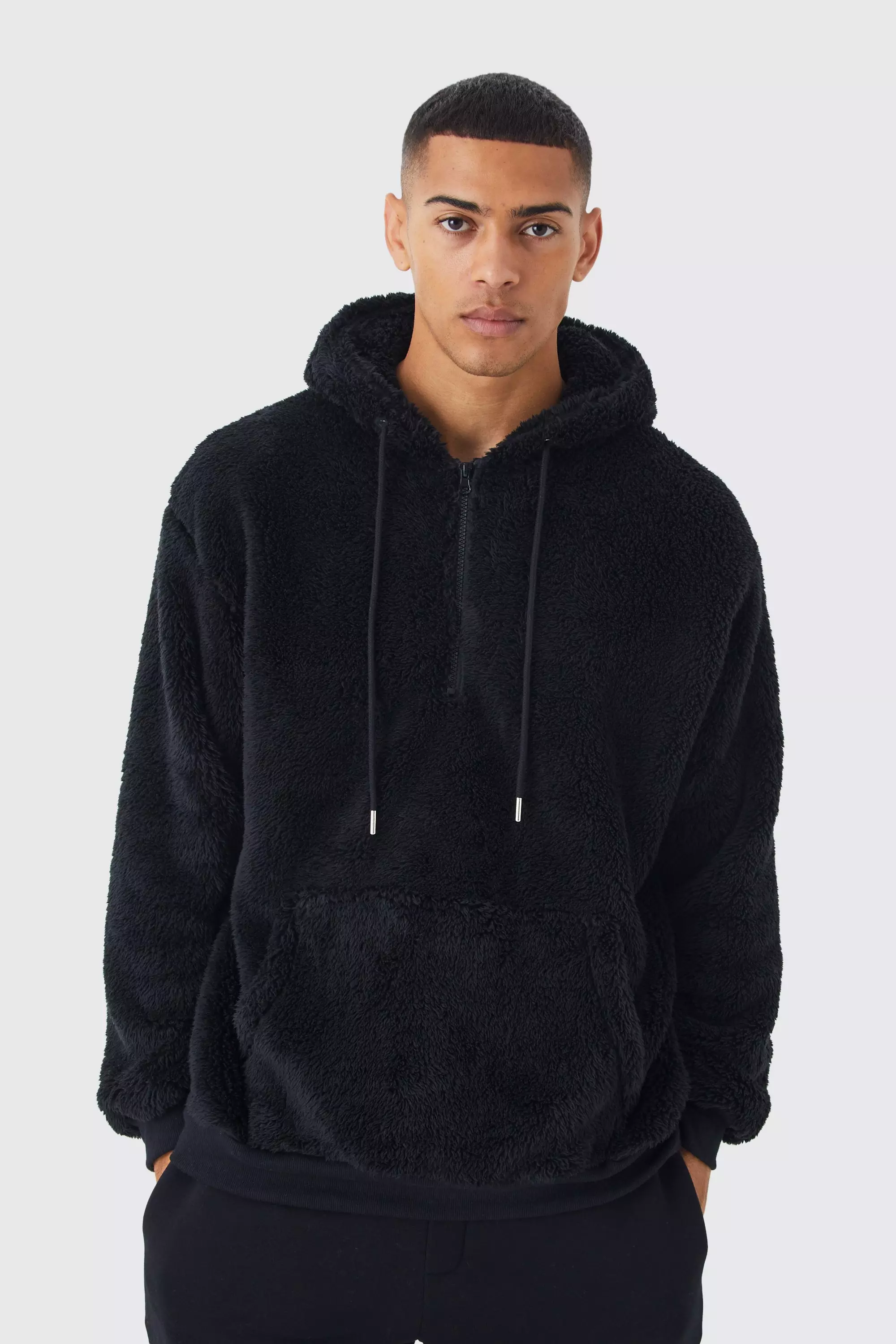 Half zip sale fluffy hoodie