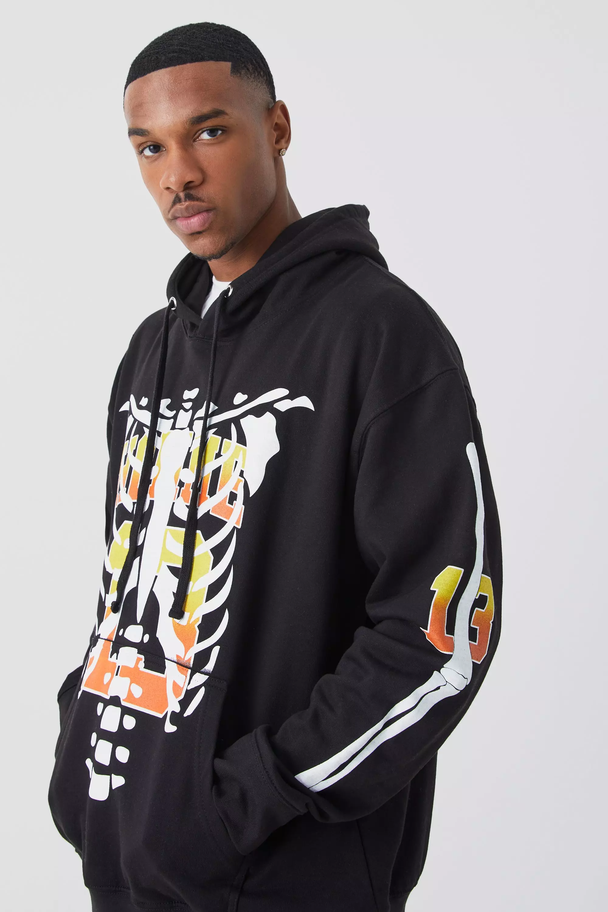 Black and discount orange graphic hoodie