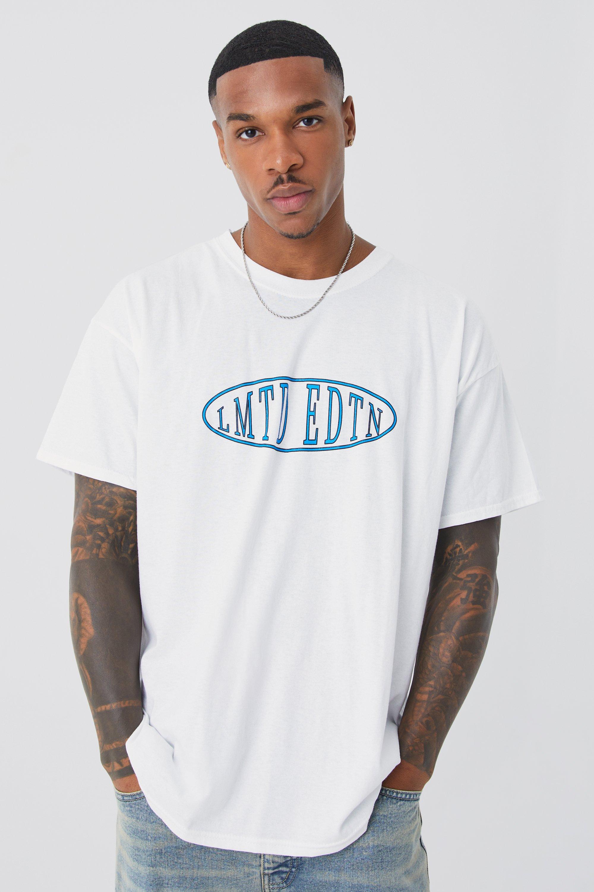 Mens White Oversized Limited Edition Graphic T-shirt, White